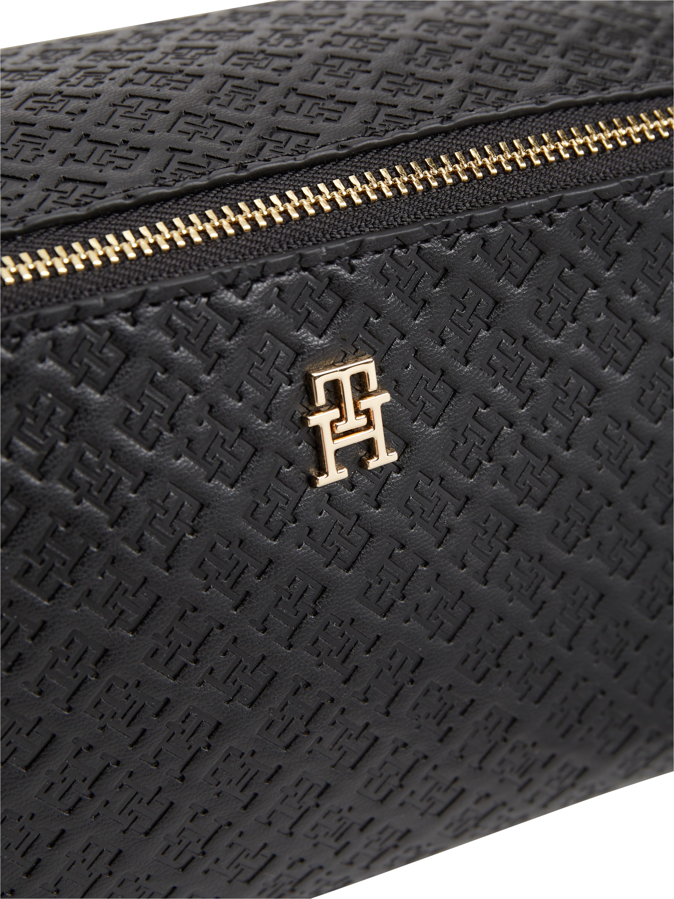 Tommy Hilfiger Nécessaire de toilette »TH ICON DOUBLE WASHBAG MONO« Trousse de toilette unisexe, trousse cosmétique avec embossage de logo sur toute la surface