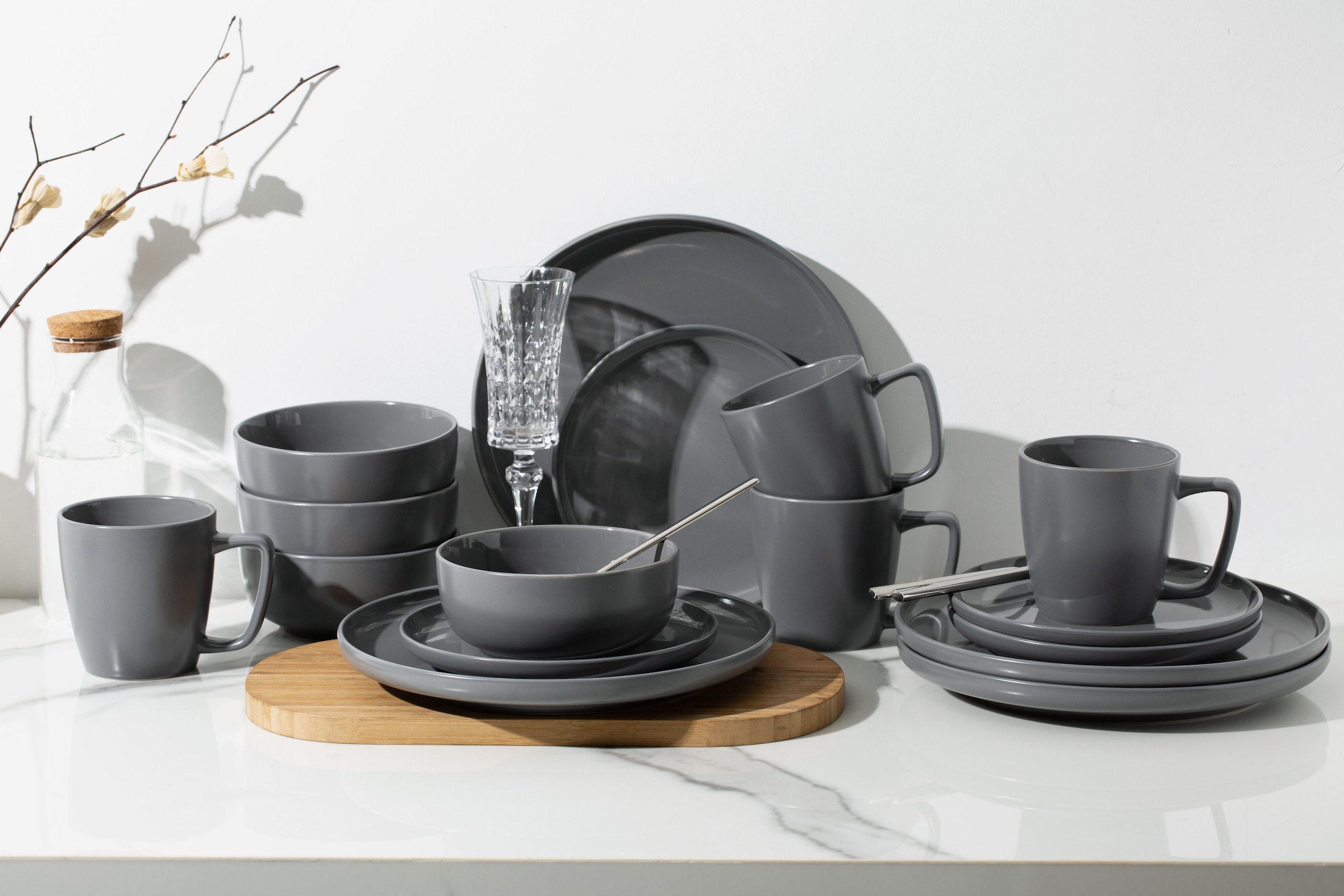 my home Geschirr-Set »Timula, aussen matt, innen glänzend« spülmaschinenfest und mikrowellengeeignet