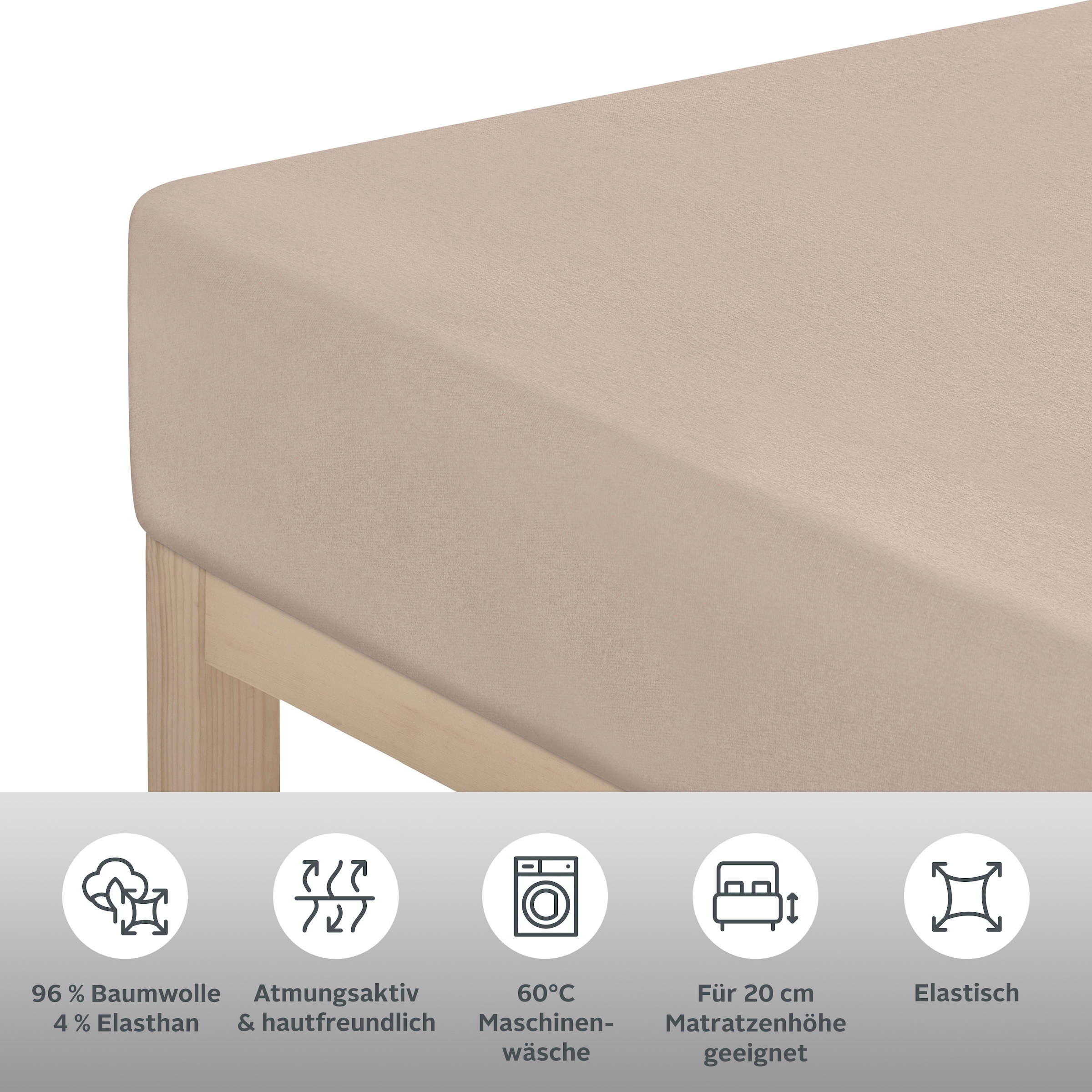 GOODproduct Spannbettlaken »Cremona PREMIUM Qualität, Baumwolle mit Elasthan 145g/m² und 180g/m²« Jersey Bettlaken ab Grösse 90x200 cm, Strapazierfähig und langlebig