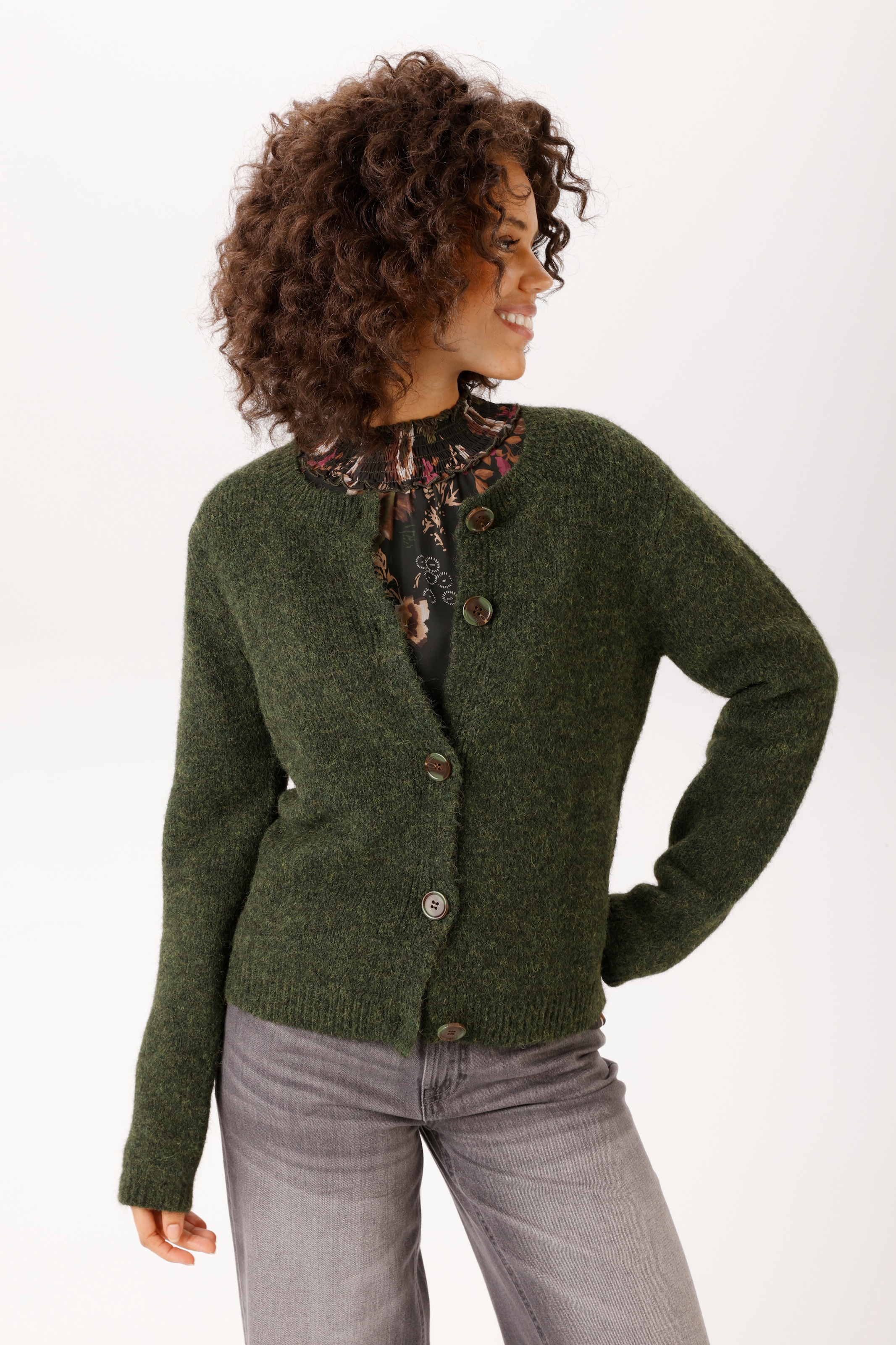 Aniston CASUAL Strickjacke aus bunt meliertem, flauschig weichem Garn - NEUE KOLLEKTION