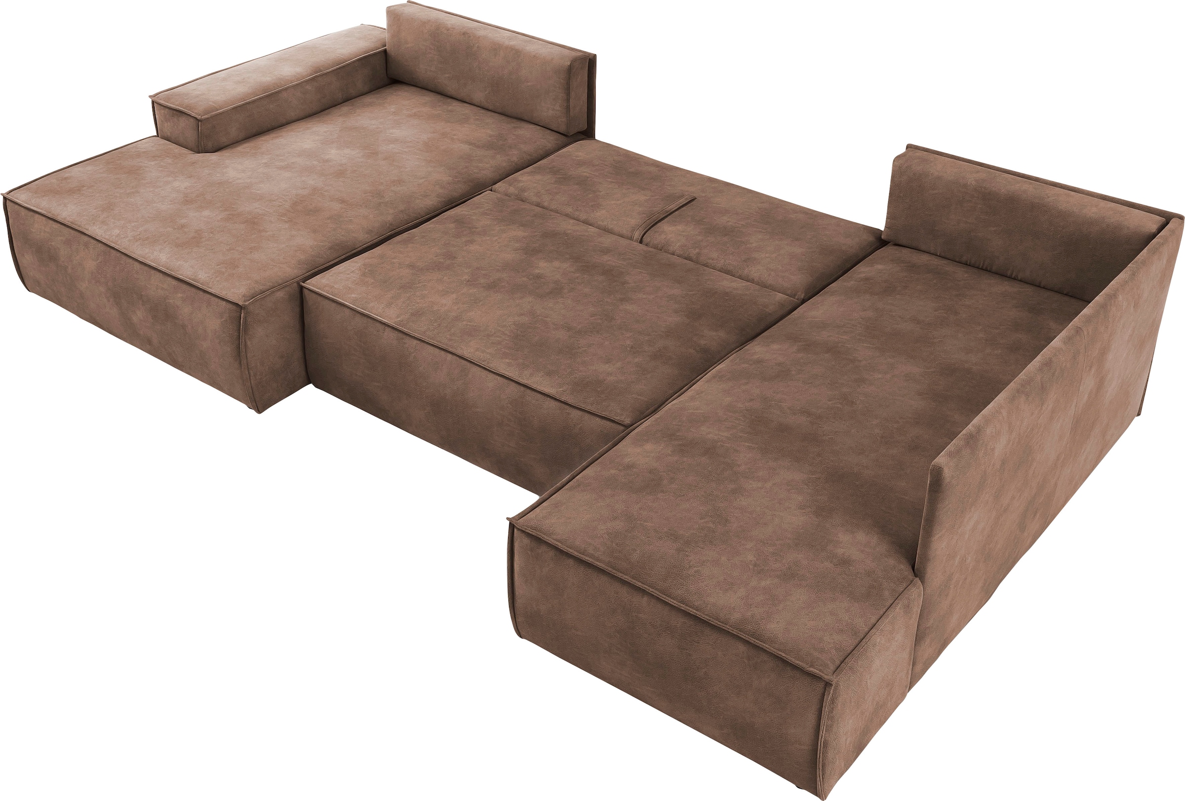 GOODproduct Paysage de salon »SHERWOOD Vintage Lederoptik U-Form, 329 cm« Fonction couchage avec coffre-lit (194x139 cm), velours côtelé, vintage, velours