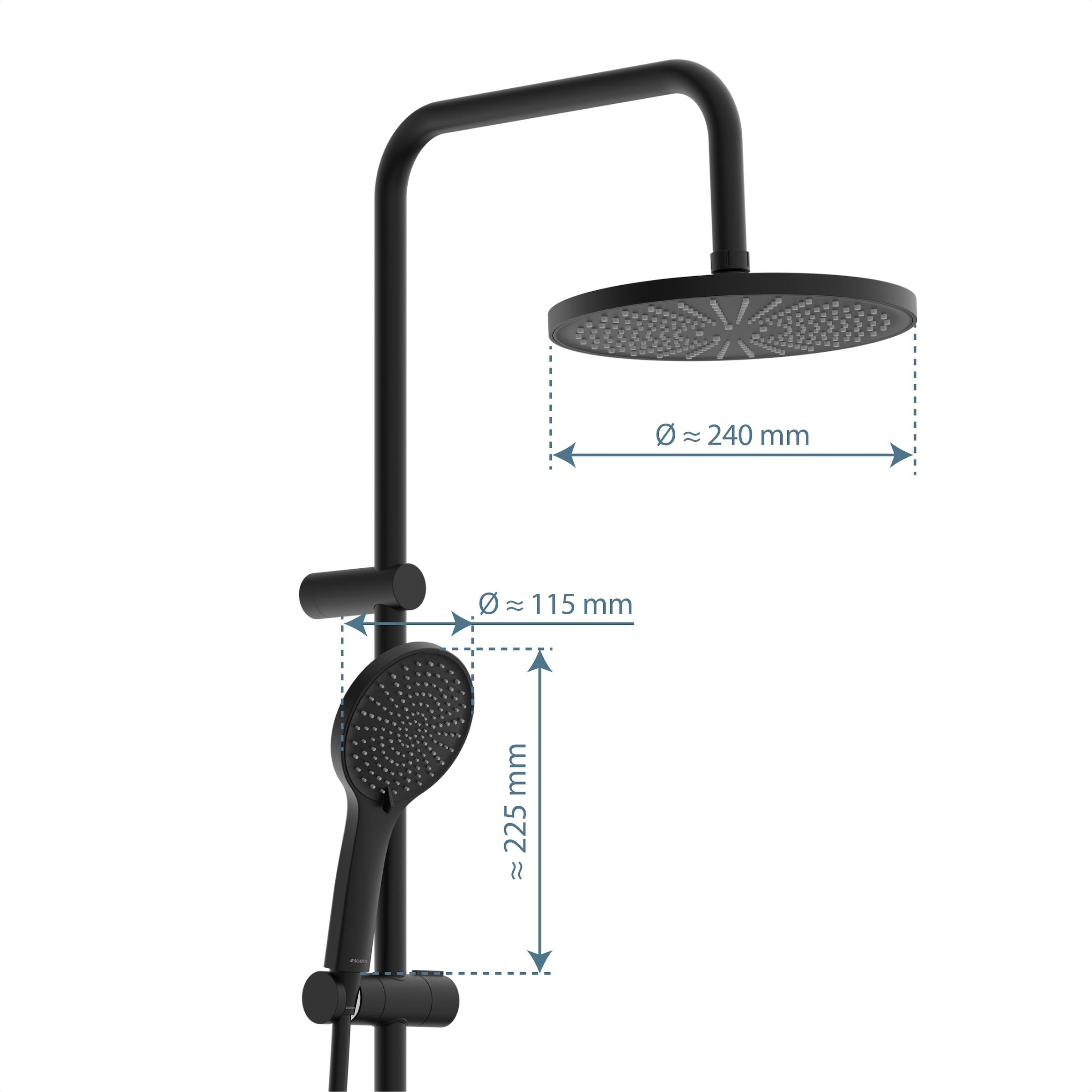 Schütte Duschbrause »TRENTO« Set,  mit Thermostatarmatur, 3-fach verstellbar, Antikalk-Noppen