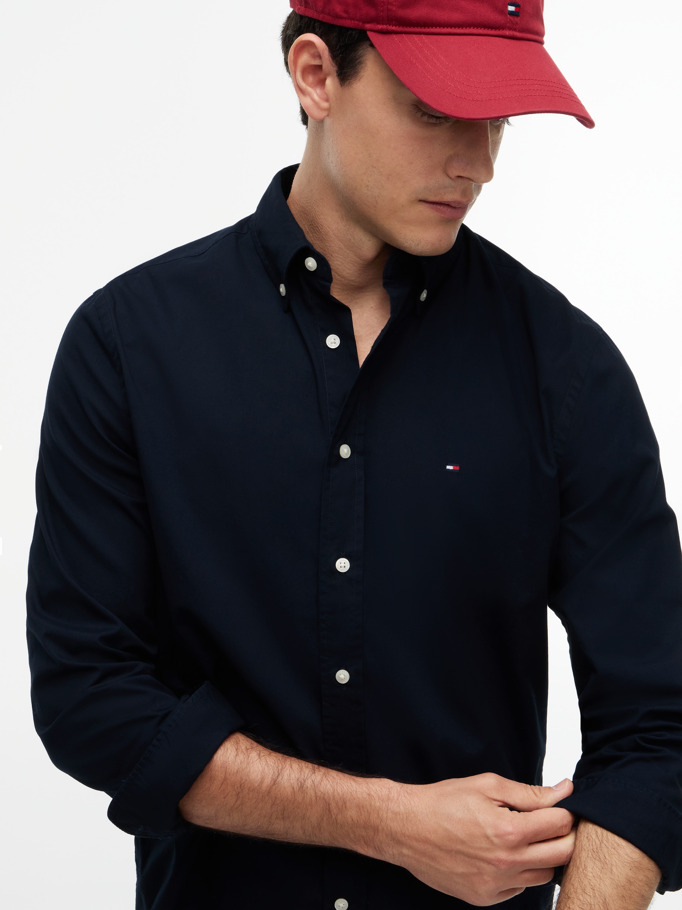 Tommy Hilfiger Chemise à manches longues »CORE FLEX POPLIN SOLID Regular Fit SHIRT« Coupe droite coton extensible