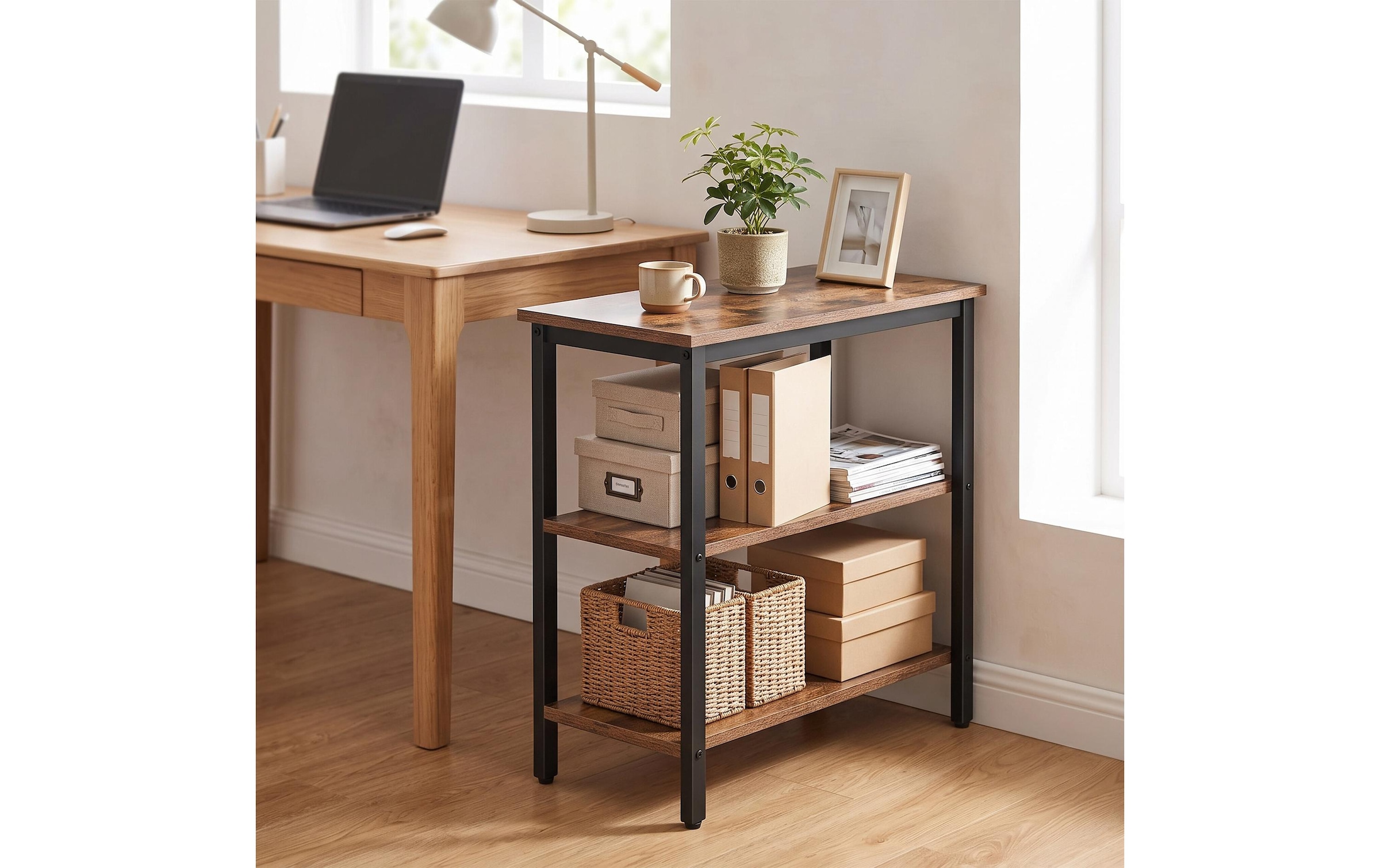 relaxdays »Beistelltisch 60 x 61 cm, Schwarz/Braun«