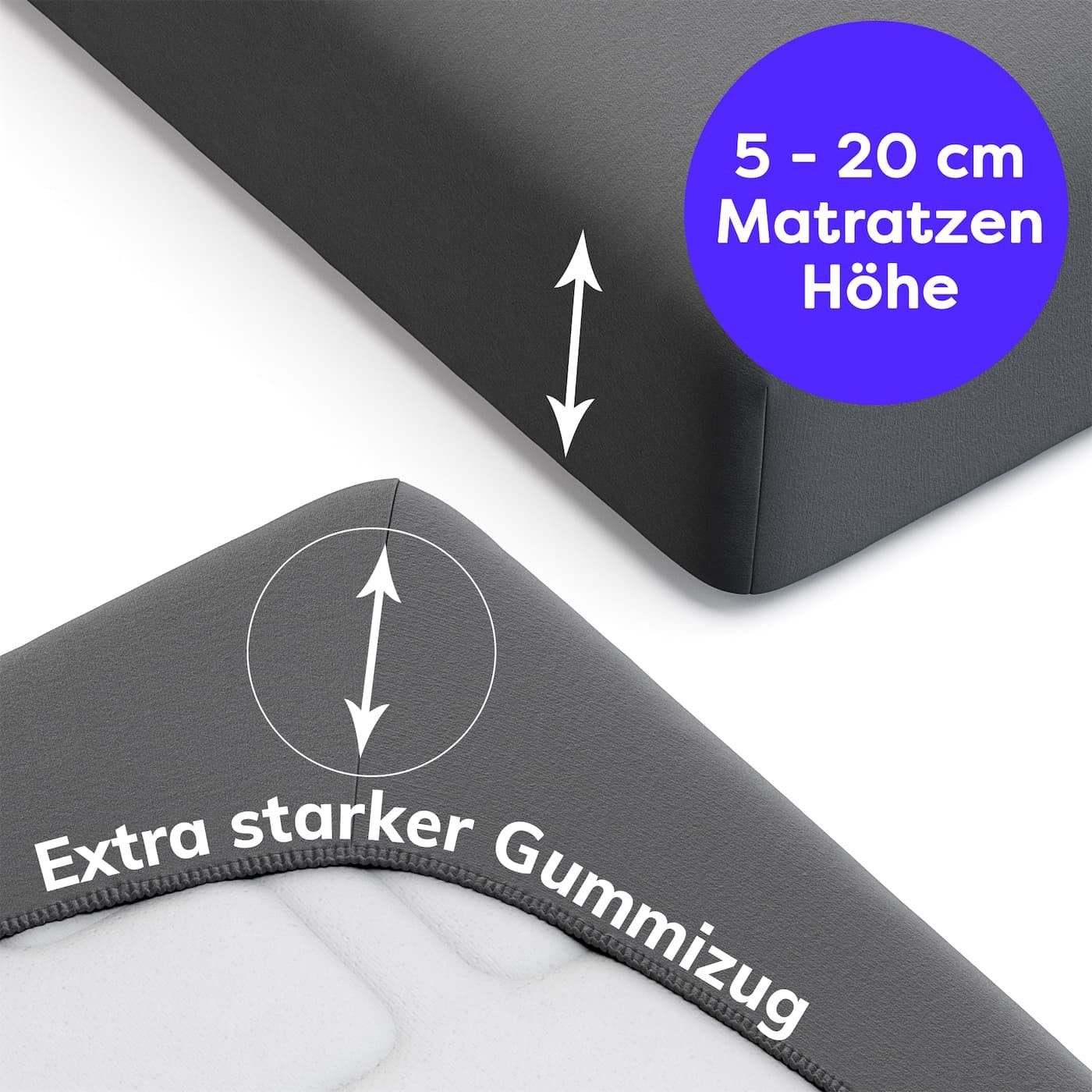 Wolkenfeld Draps de lit »100% Baumwolle - Superweiches Bettlaken für Matratzen von 5 bis 20cm« Rutschfest & Blickdicht - 90x200, 140x200, 160x200, 180x200 200x200