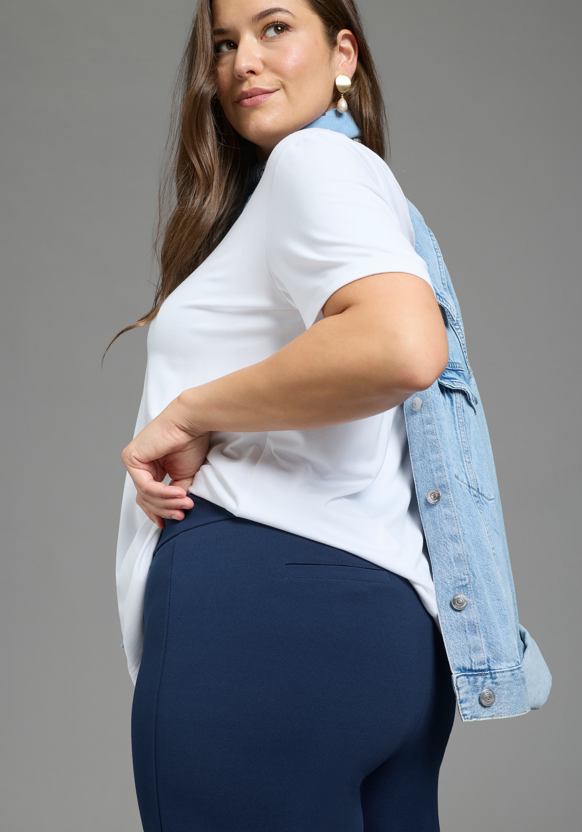 Laura Scott CURVE Schlupfhose »Grosse Grössen«  aus formstabilem, elastischem Stoff mit weitem Bein