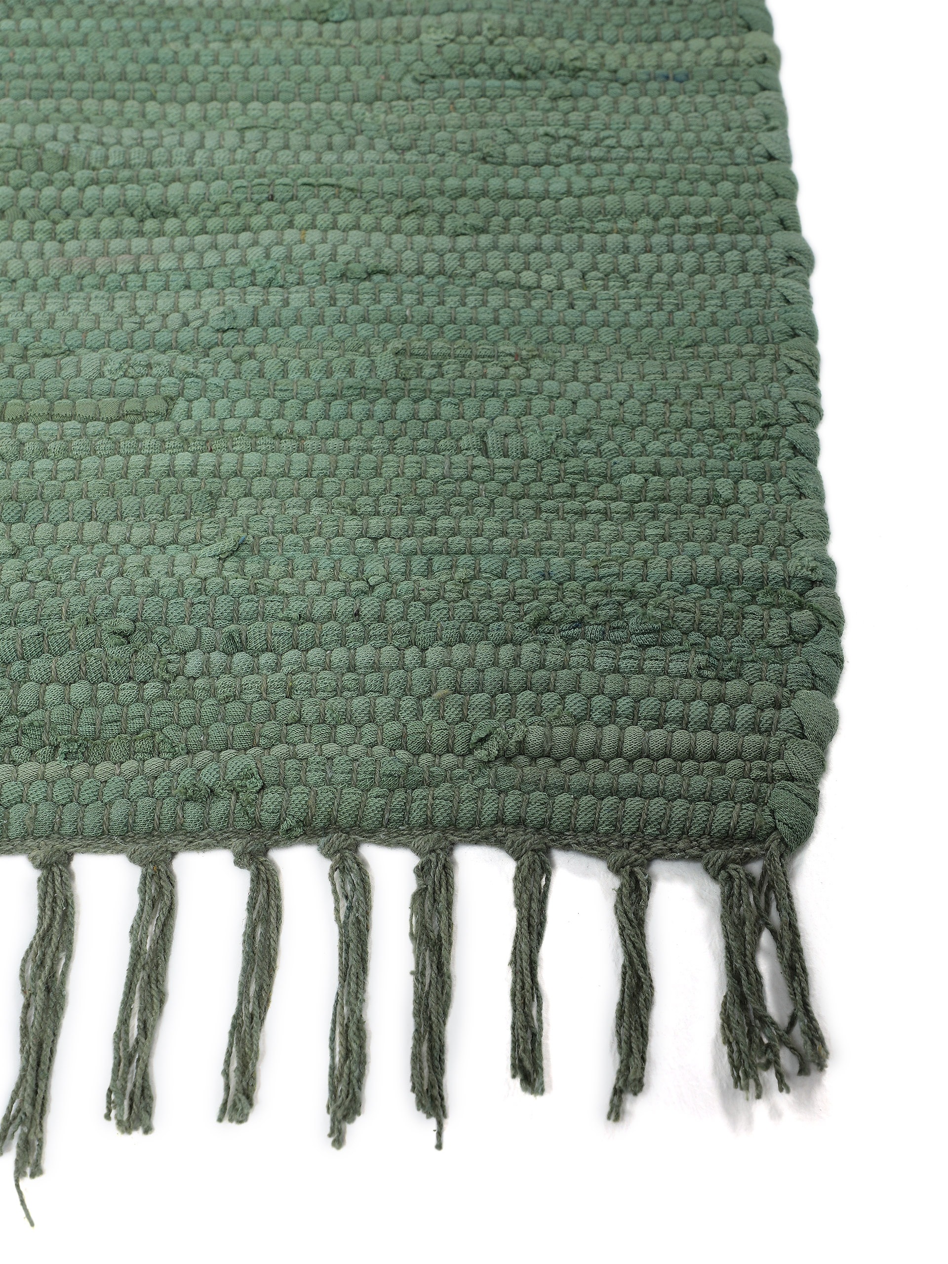 carpetfine Tapis »Kelim Chindi uni , auch als Läufer« Rectangulaire 5 mm Höhe Wendeteppich, reine Baumwolle, handgewebt, Uni-Farben, mit Fransen