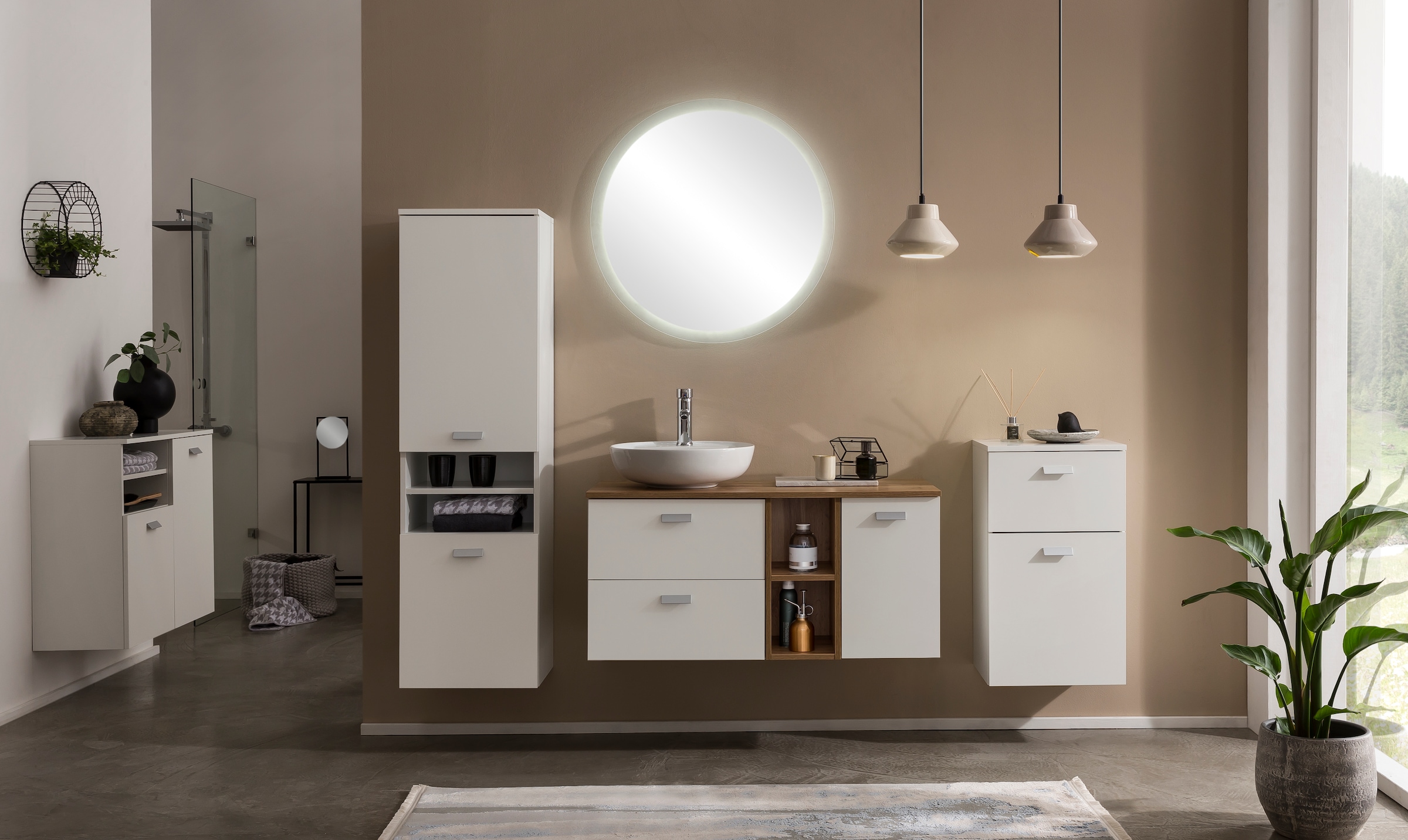 Schildmeyer Waschtisch »Mona« Kreamikbecken, Metallbeschläge, Vollauszüge