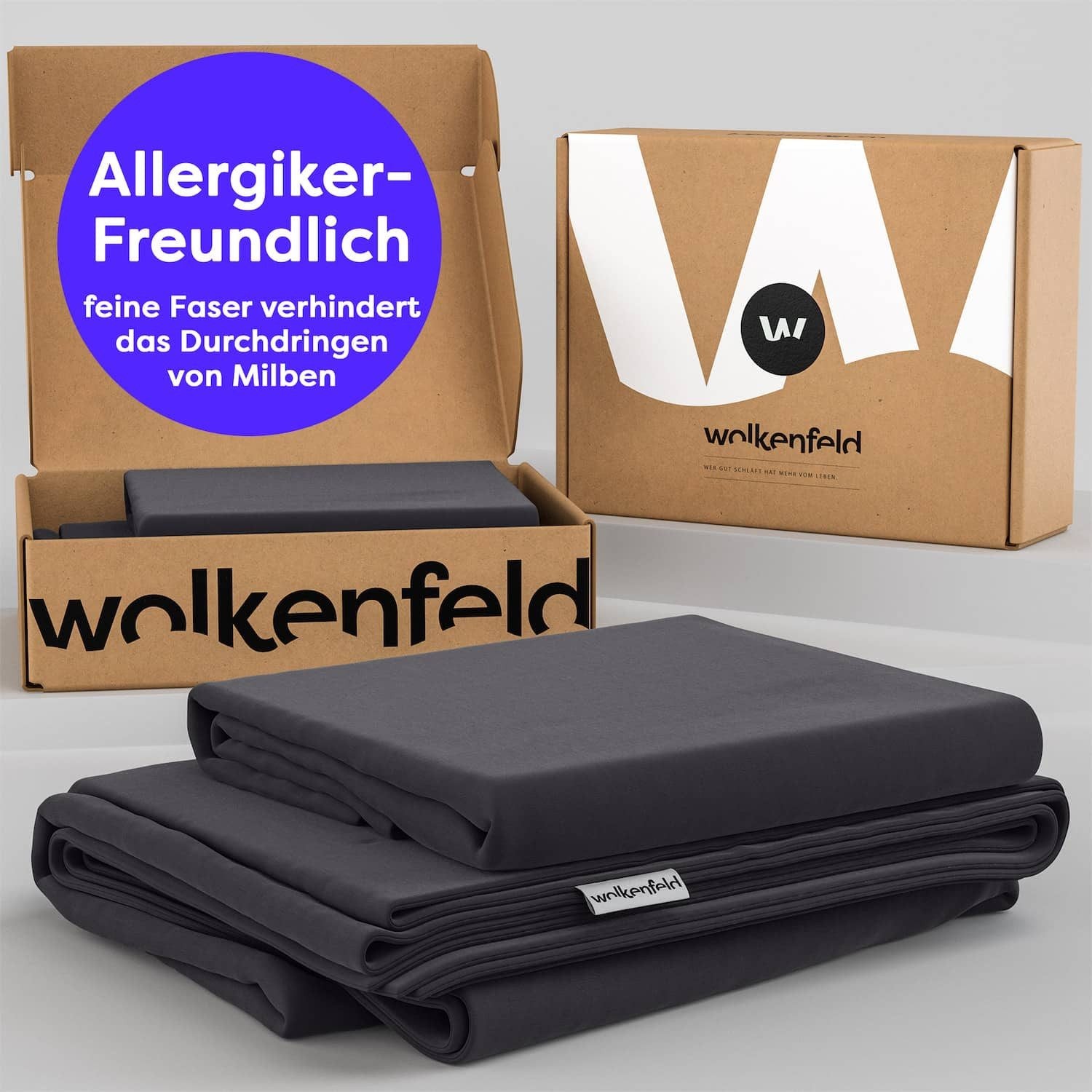 Wolkenfeld Linge de lit »Allergiker Bettwäsche, unfassbar weich« 2 cuis 135x200 cm, 155x220 & Übergrössen I inkl. Kissenbezüge 80x80 I Uni