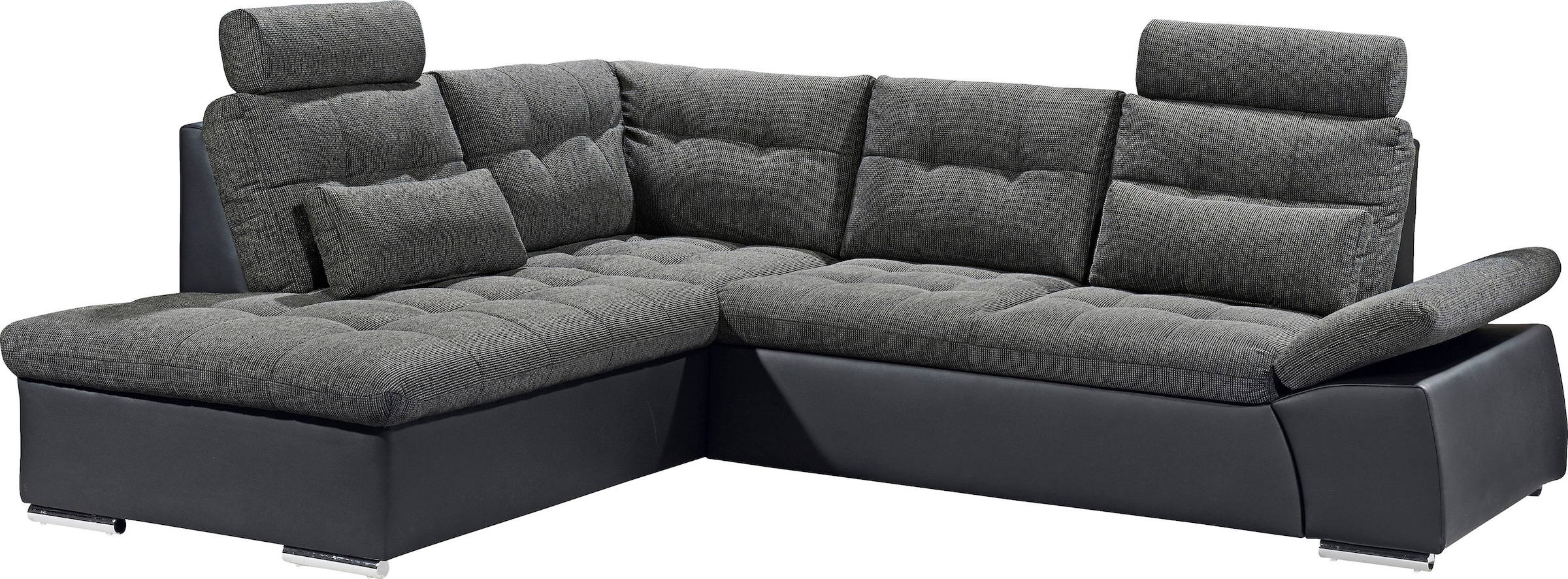 ED EXCITING DESIGN Canapé d'angle »Jakarta L-Form« avec fonction lit, réglage des accoudoirs, appuie-têtes & 2 coussins lombaires