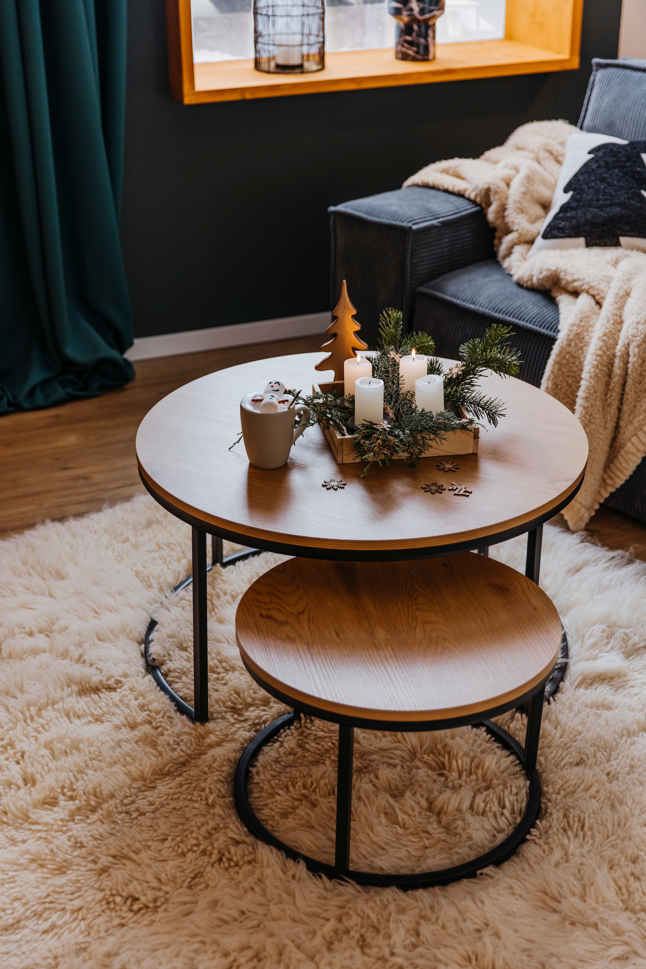 ACTONA GROUP Table basse »Spiro 2er Set, rund – modern & stilvoll kombinieren, zeitloses Design« Table basse, table d’appoint, 2 cuis tlg. OTTOs Choice aspect bois, facile d'entretien & structure métallique robuste