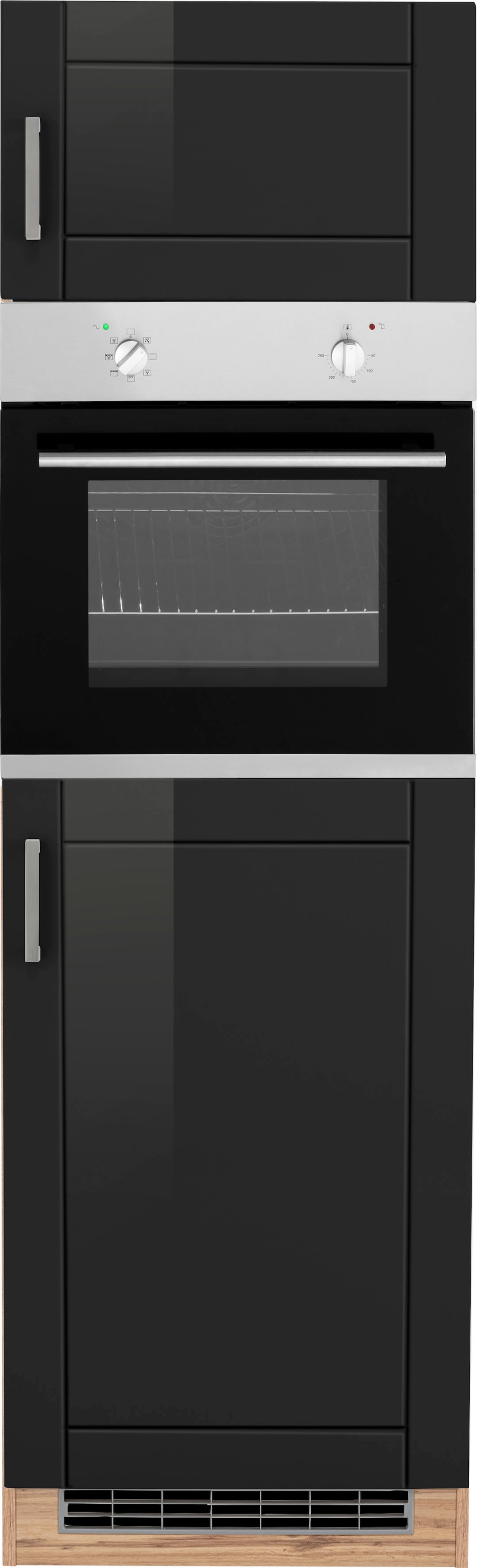 KOCHSTATION Armoire d'encastrement pour four »KS-Tinnum« 60 cm de large, 200 cm de haut, poignées en métal, façades MDF, pour four
