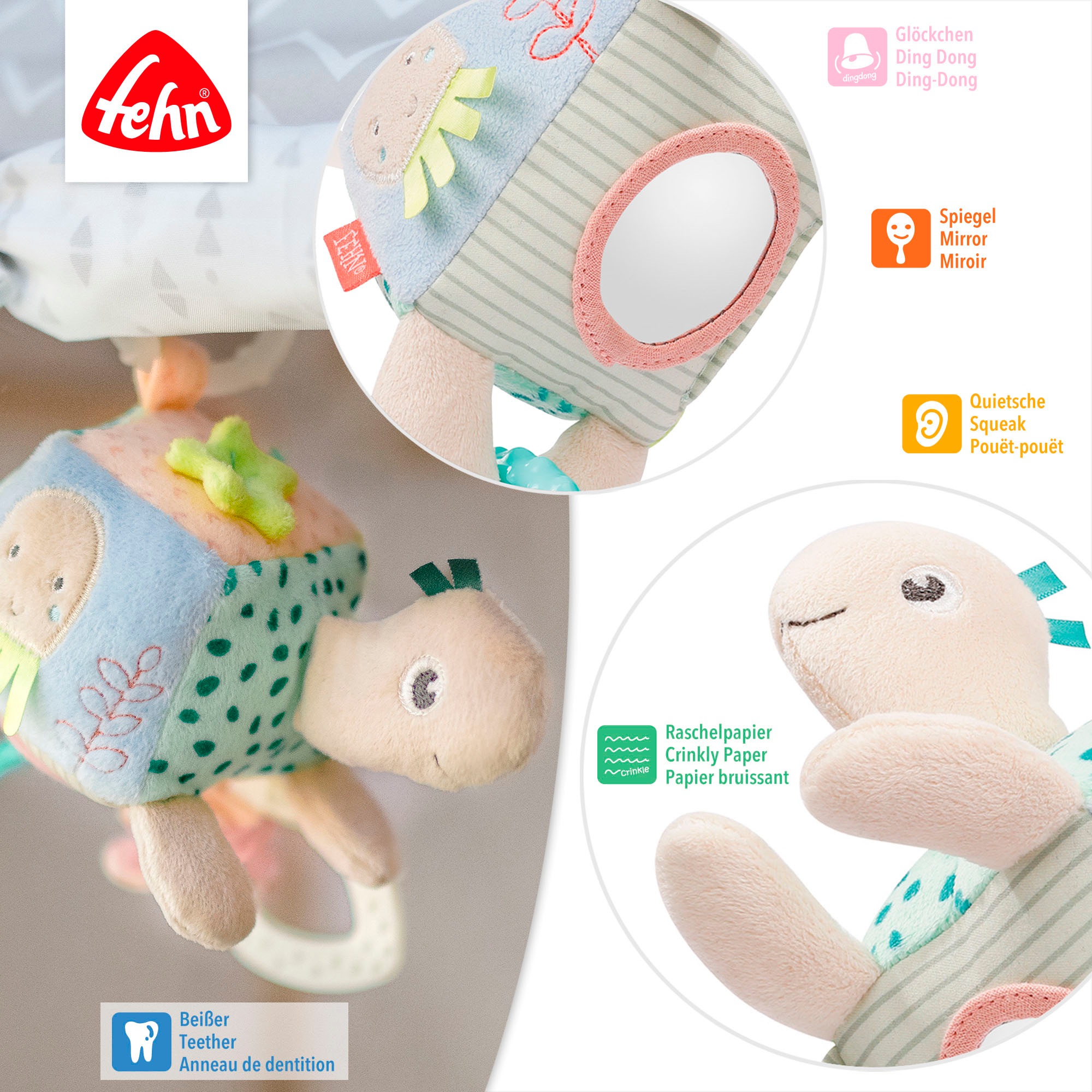 Fehn Greifspielzeug »Meereskinder, Activity-Schildkröte« inklusive Befestigungsring