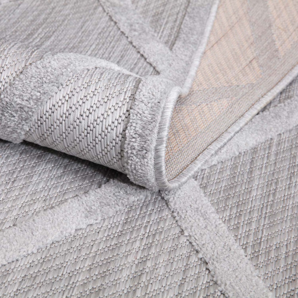 Carpet City Teppich »In-& Outdoorteppich Santorini 457, 3D-Effekt, Raute-Look« rund 5 mm Höhe Wetterfest & UV-beständig für Terrasse, Balkon, Küche, Flur