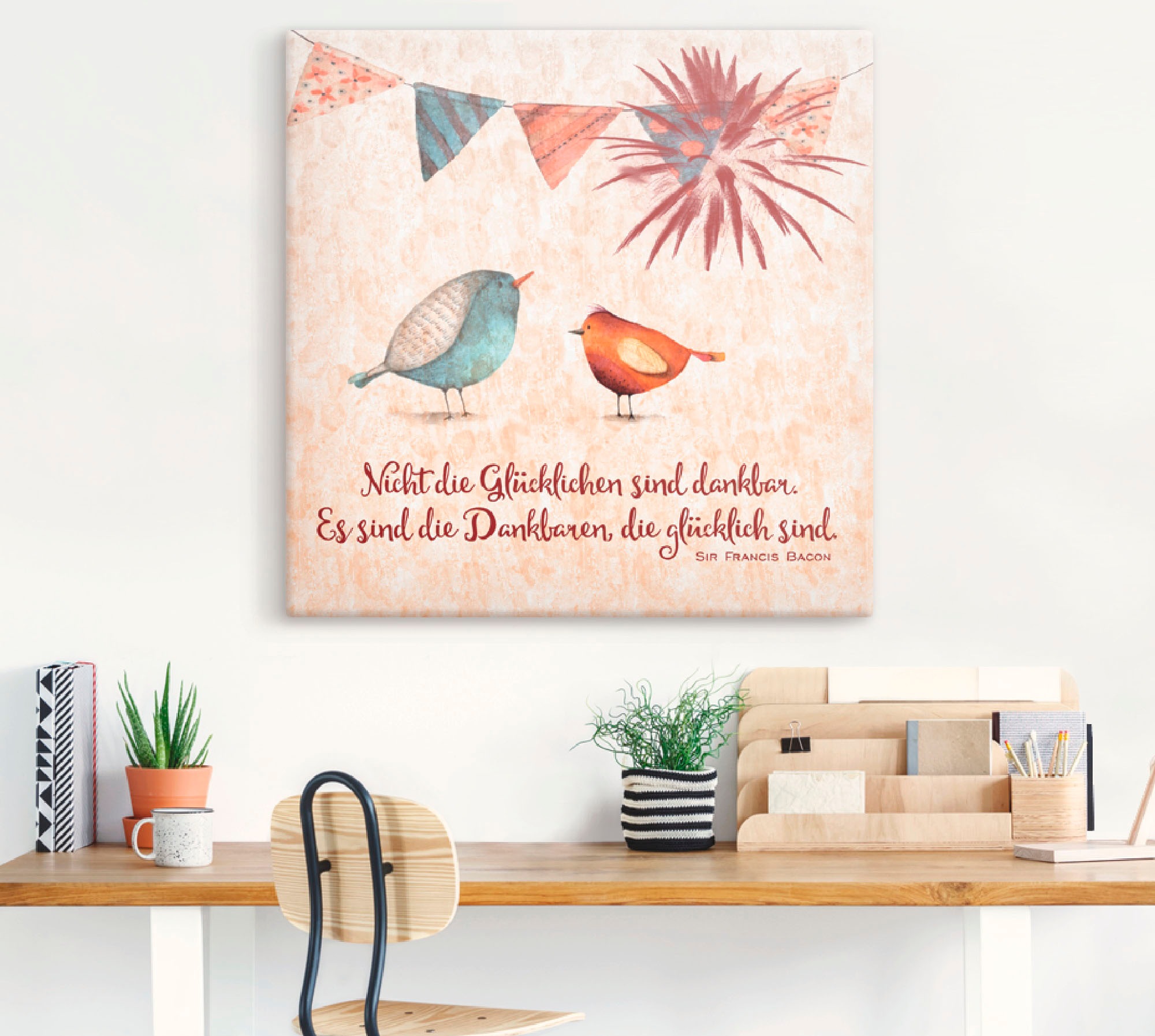 Artland Wandbild »Lebensweisheit Glücklich« Tiere 1 Stk. tlg. als Alubild, Leinwandbild in verschied. Grössen