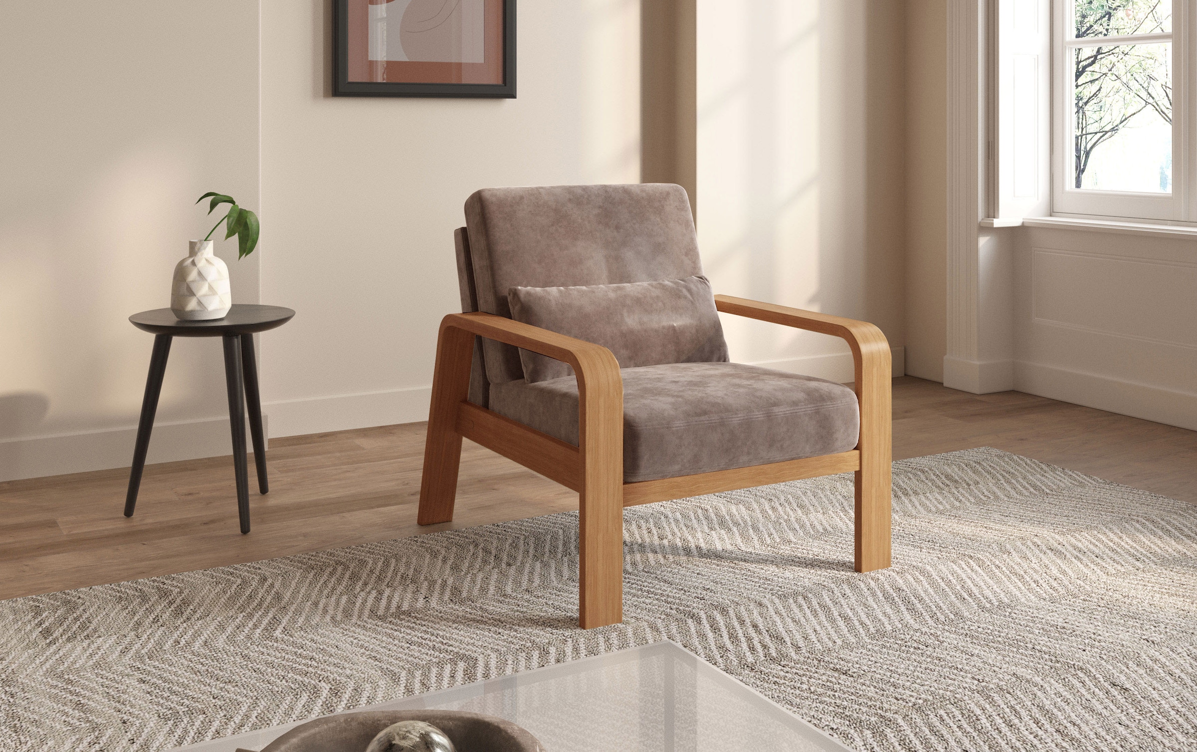 sit&more Fauteuil »Kolding« Armlehnen aus eichefarbigem Buchenholz, verschiedene Bezüge und Farben