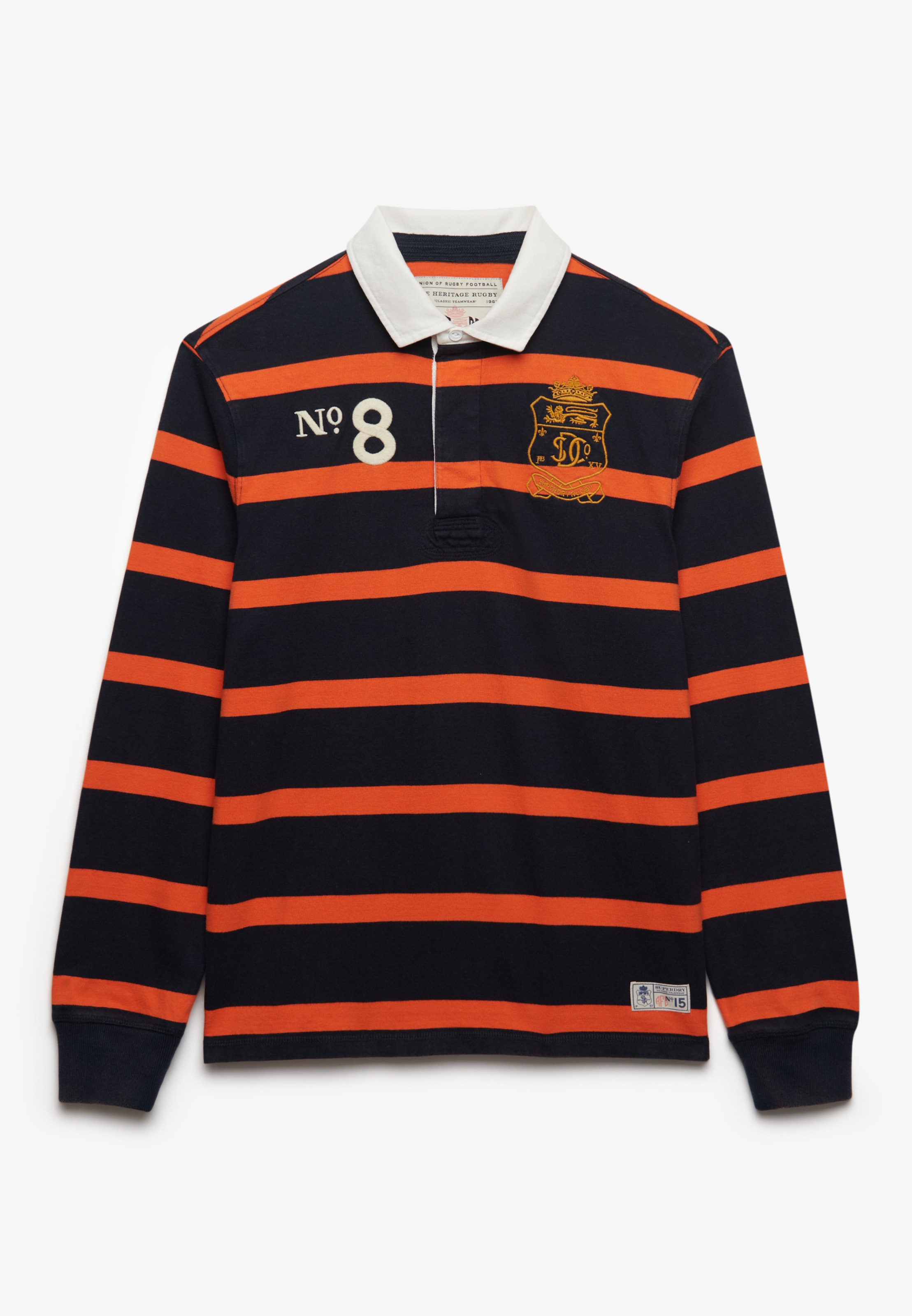 Superdry T-shirt à manches longues »DOUBLE EMBLEM STRIPE RUGBY« en coton et jersey simple, coupe décontractée, aspect rayé