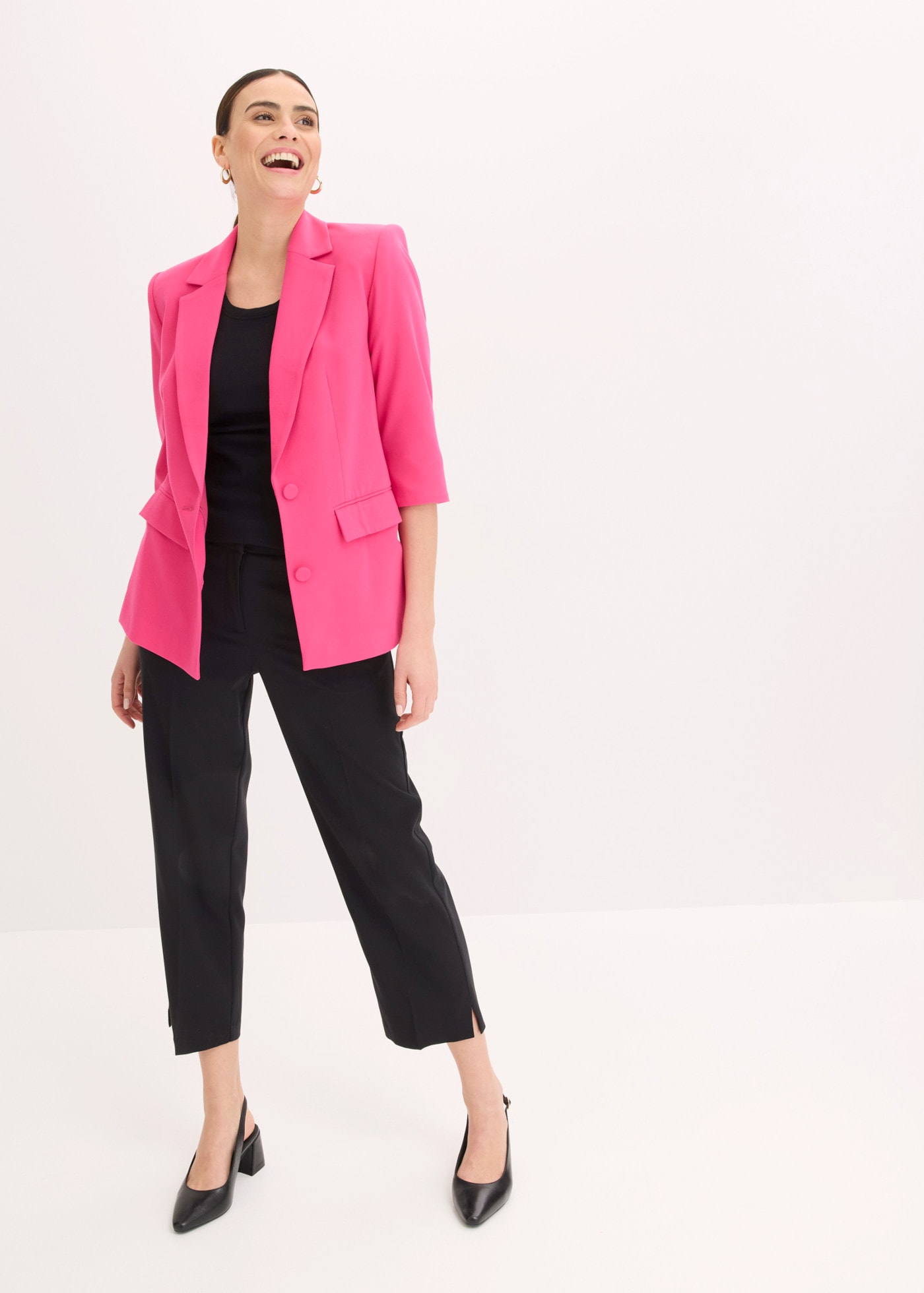bonprix Veste blazer avec col revers, coupe loose fit
