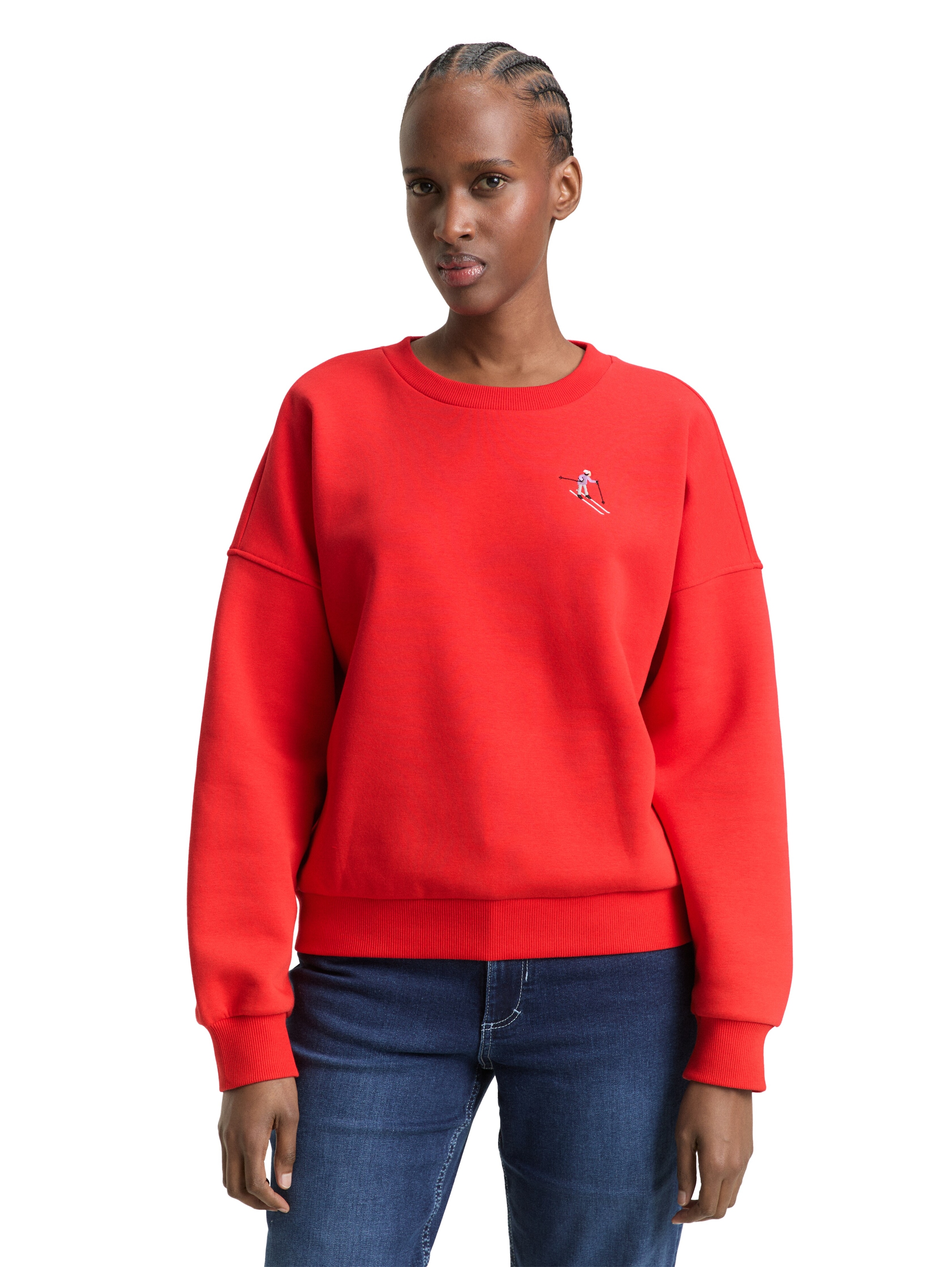 TOM TAILOR Denim Sweatshirt , Rundhals, bequeme Passform, bedruckt
