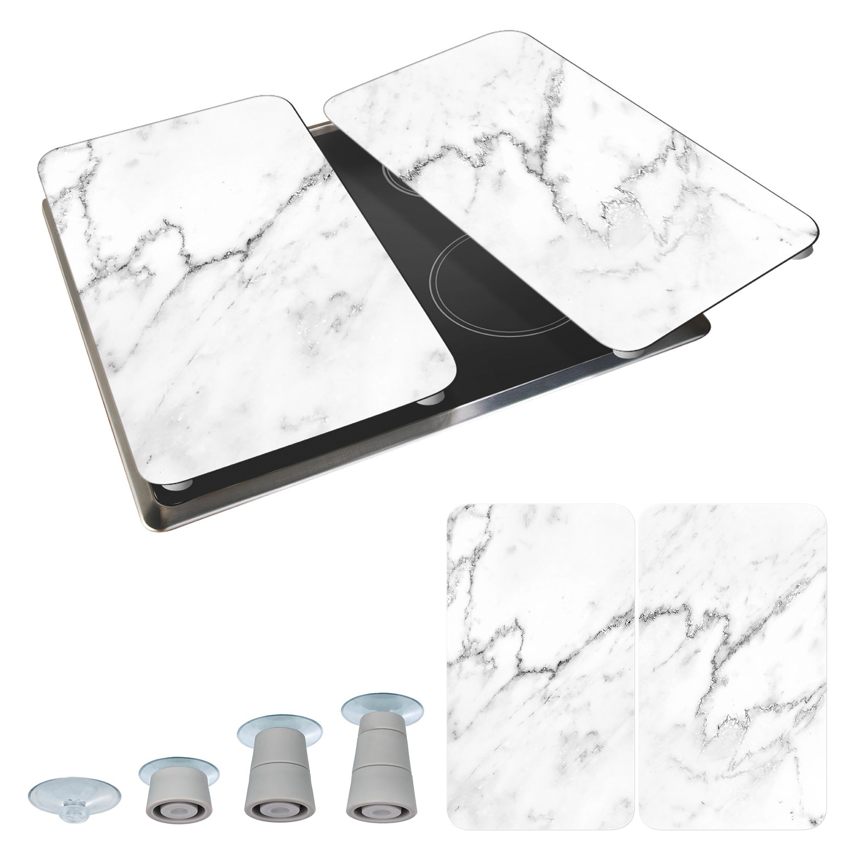WENKO Herd-Abdeckplatte »Universal Modell Marmor« Herdabdeckung für alle Herdarten, kratzfest, mit rutschfesten Füssen
