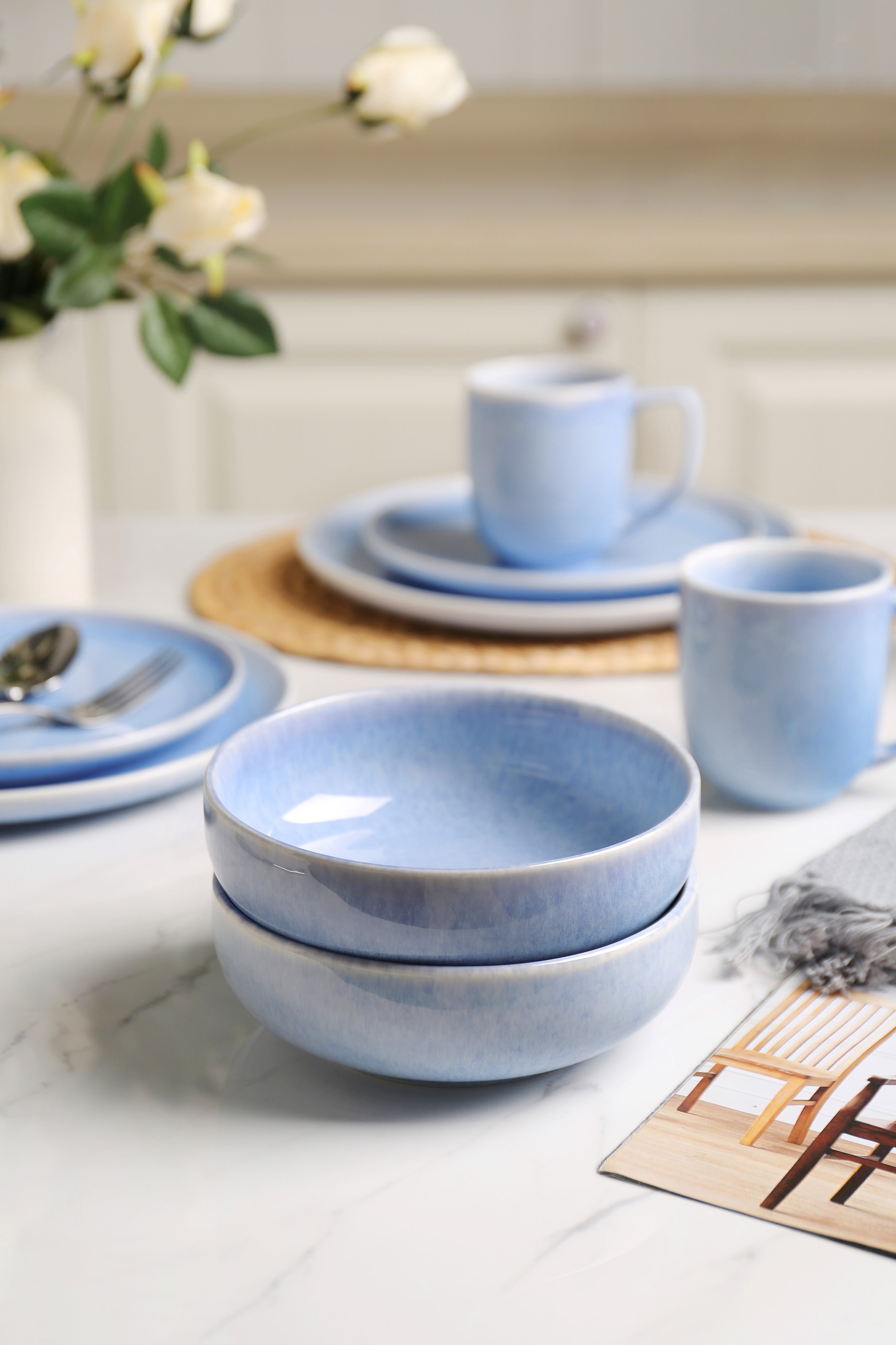 GOODproduct Set de vaisselle »Flett, mit Reaktivglasur« Teller Set, spülmaschinenfest und mikrowellengeeignet