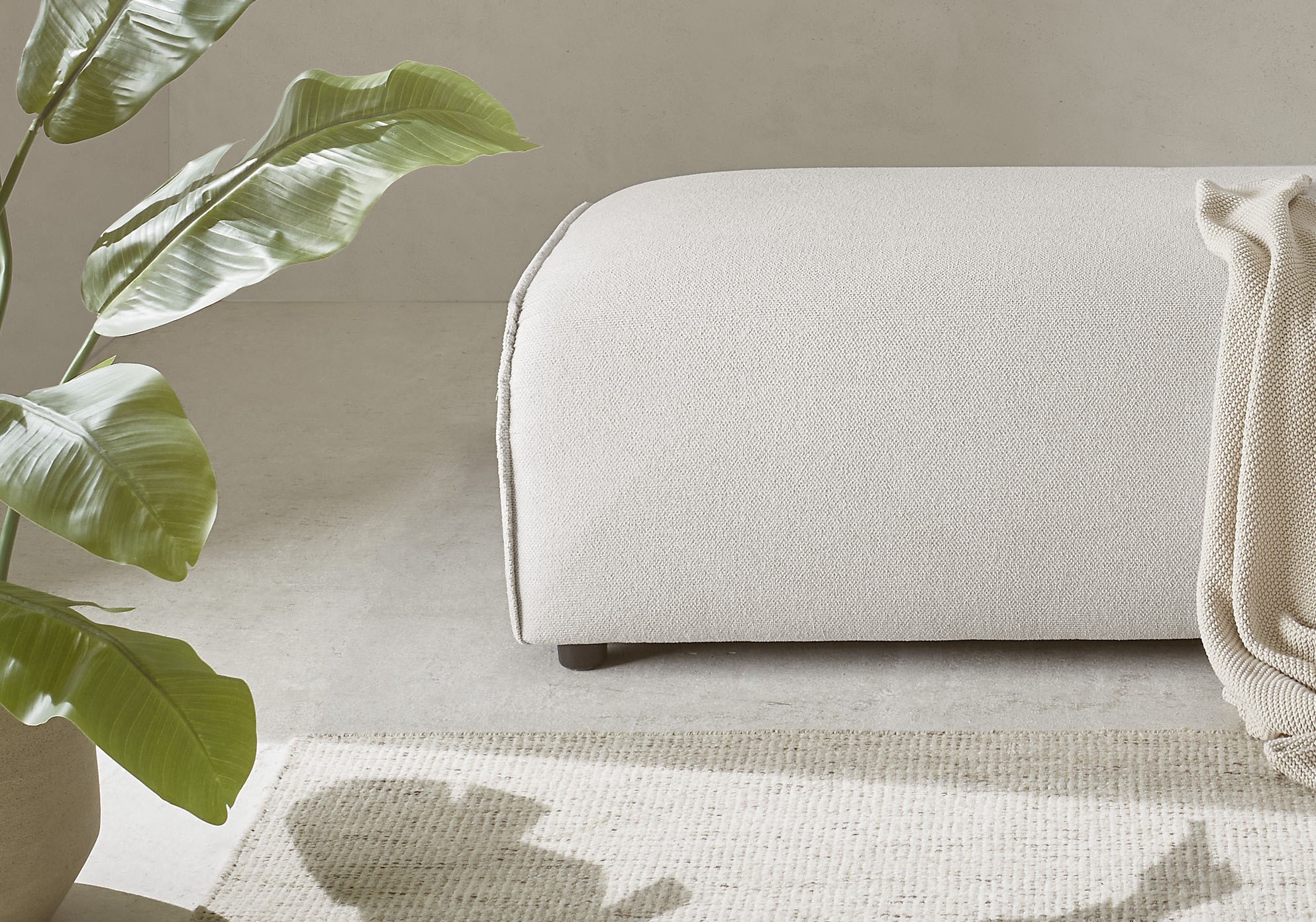 LeGer Home by Lena Gercke Hocker »PIARA, Polsterhocker mit Kedernaht, Cord, Leinenoptik o. Strukturstoff« zur Serie PIARA, rechteckig, schwarze Füsse, bequemer Sitzkomfort