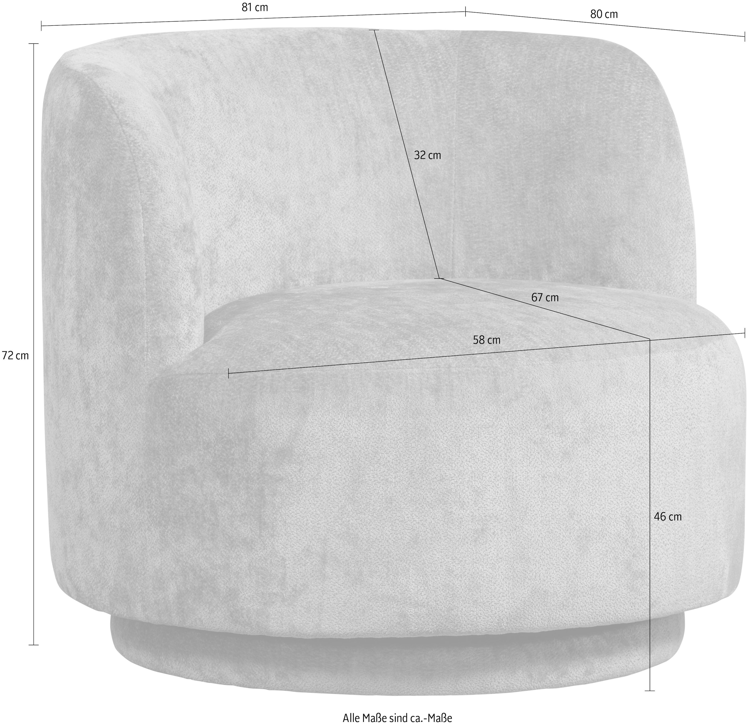 WOOOD Fauteuil pivotant »Popular Chenille-Bezug mit Drehmechanismus H 72 x B 81 x T 80 cm« Capacité de charge 100 kg, résistance maximale à l'usure, multiplex pin