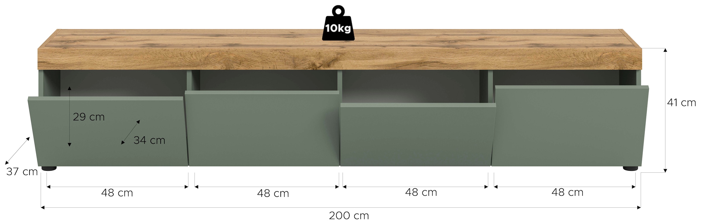 GOODproduct Lowboard »MAMBO, TOPSELLER!, Breite 200cm, 4 Klappen, stehend oder hängend« 2 farbige Ausführung, in verschiedenen Farben erhältlich, 1 Stk. tlg. Lowboard, TV Unterschrank, Tv-Schrank, Wohnzimmer