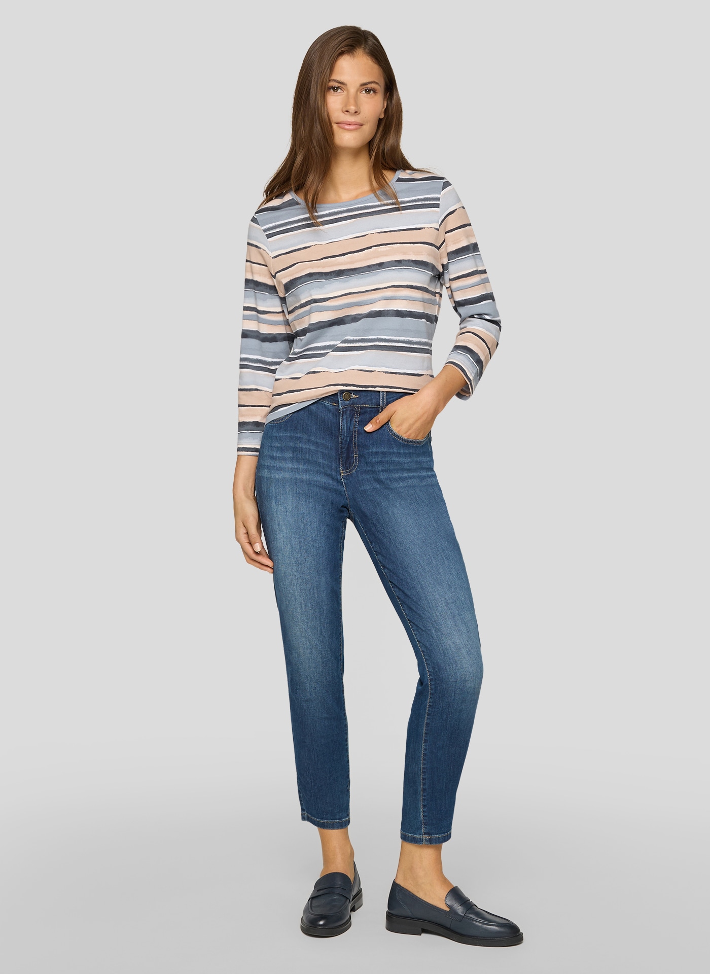 Rabe T-shirt à manches 3/4 in Streifen-Optik