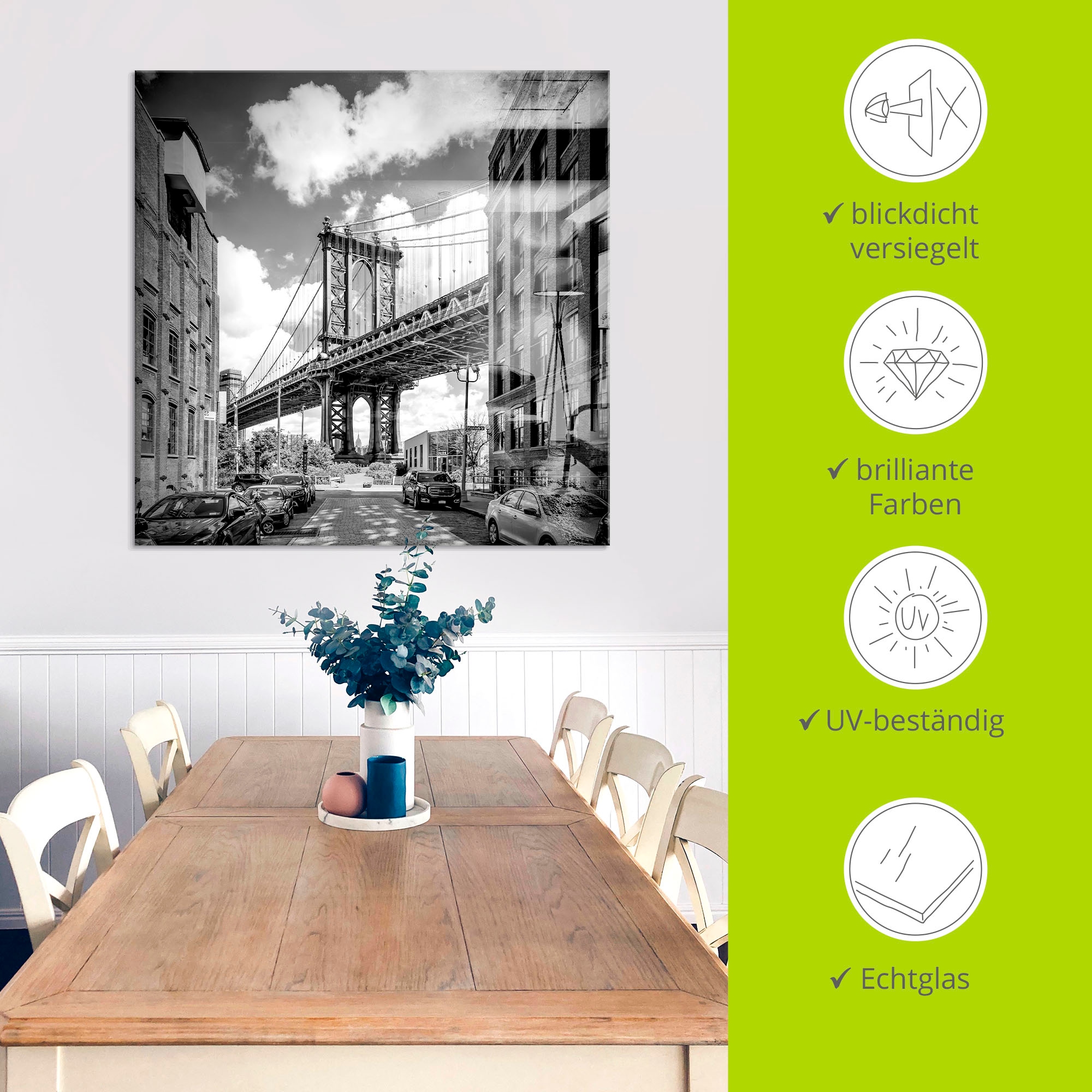 Artland Glasbild »New York City Manhattan Bridge I« Amerika 1 Stk. tlg. in verschiedenen Grössen