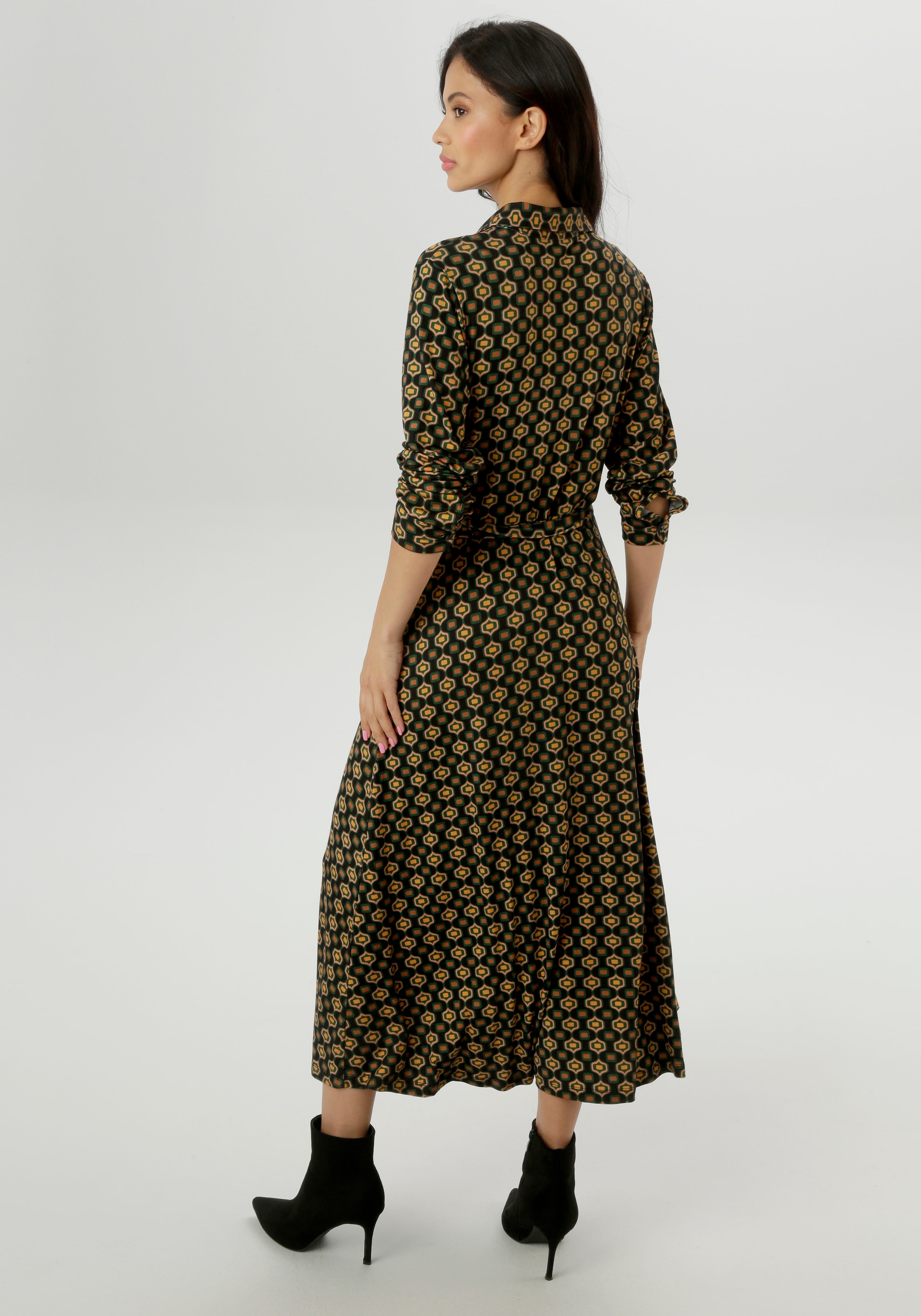 Aniston SELECTED Jerseykleid mit Retromuster und abnehmbarem Bindeband - NEUE KOLLEKTION