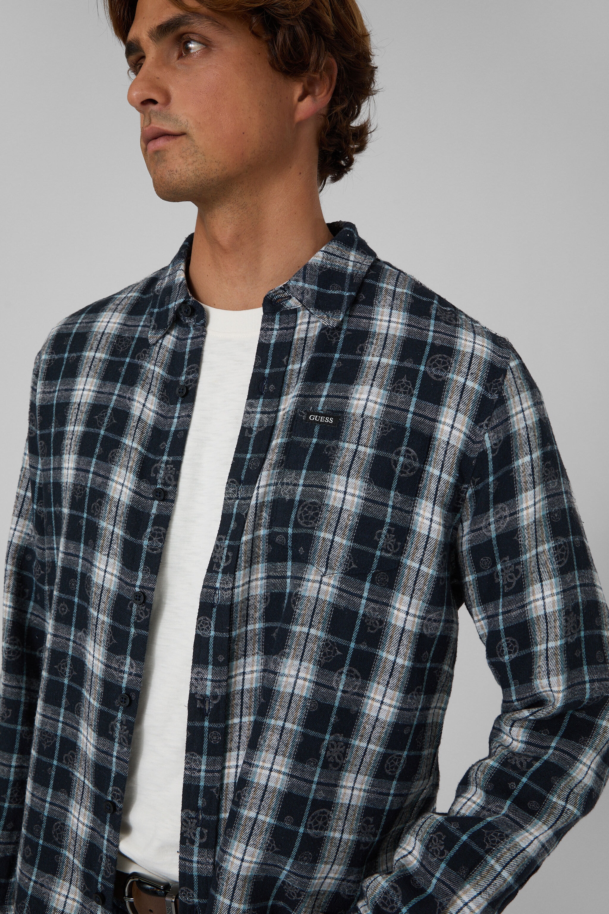 Guess Chemise à manches longues »OCEAN COAST PLAID« Kentkragen, reine Baumwolle, gewebtes Karo Design