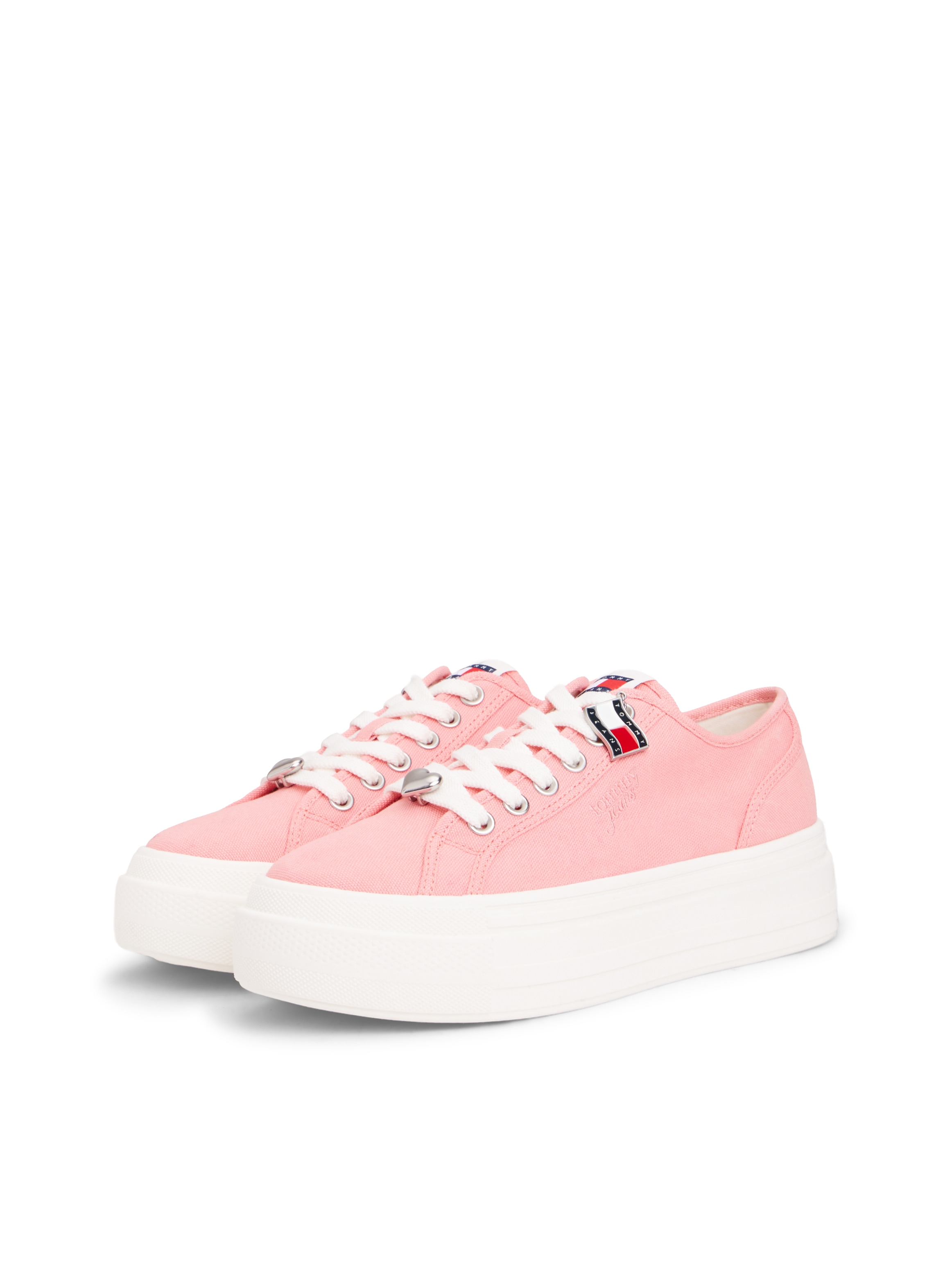 Tommy Jeans Plateausneaker »TJW FLATFORM SNEAKER CHARMS«  Halbschuh, Schnürer, Freizeischuh mit kleiner TJ-Flagge als Anhänger