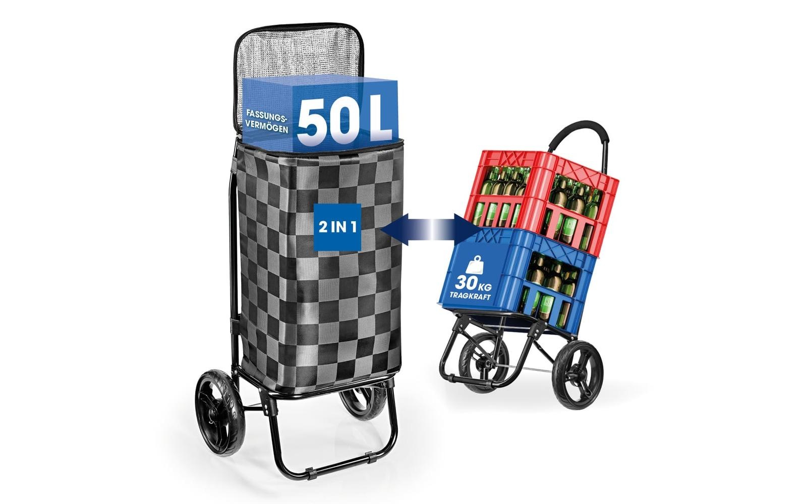 EASYmaxx Chariot à provisions »52 l« Faltbarer Einkaufstrolley mit Kühltasche