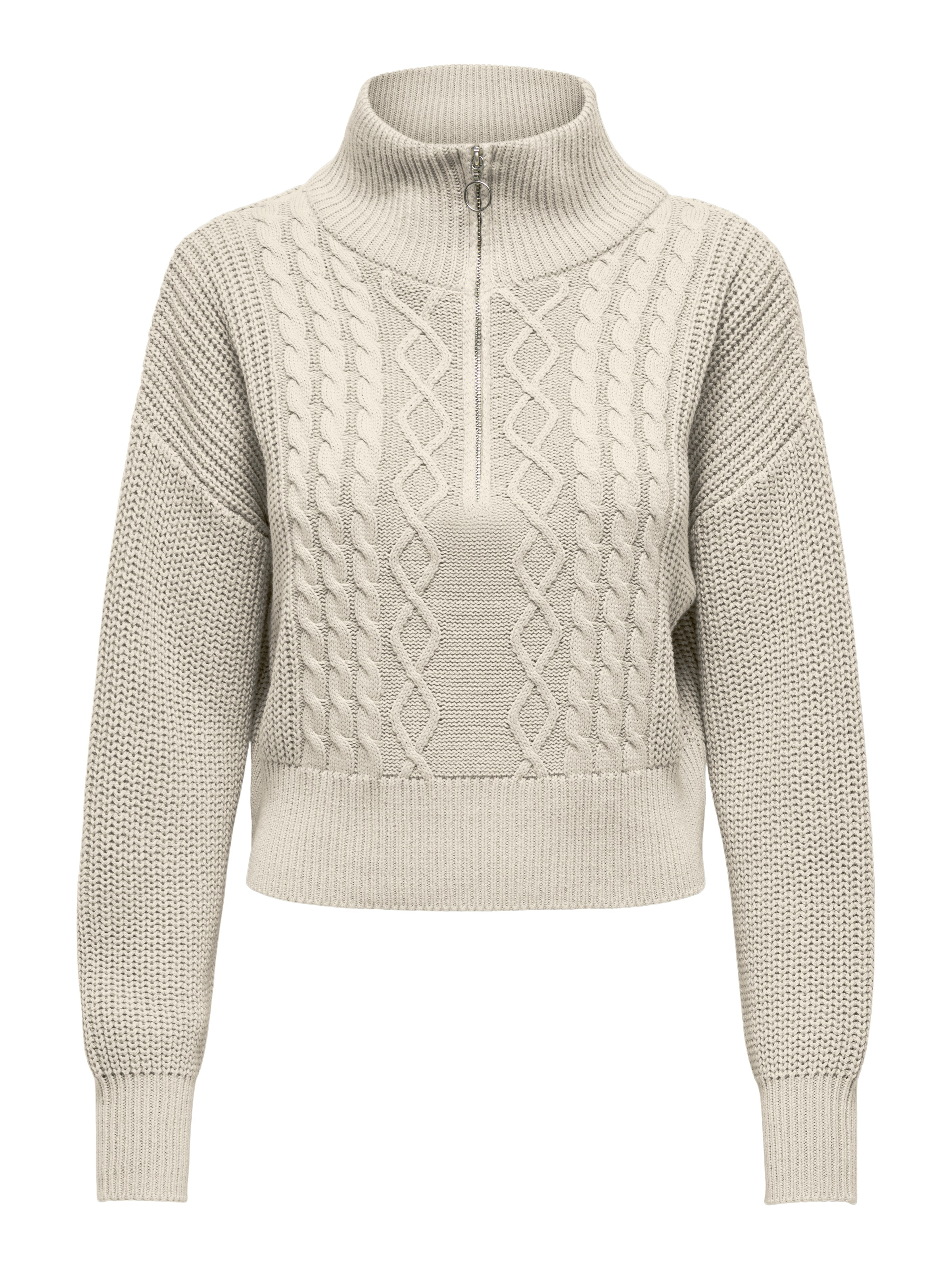 ONLY Stehkragenpullover »ONLDORITTA LS CABLE ZIP HIG NECK KNT«