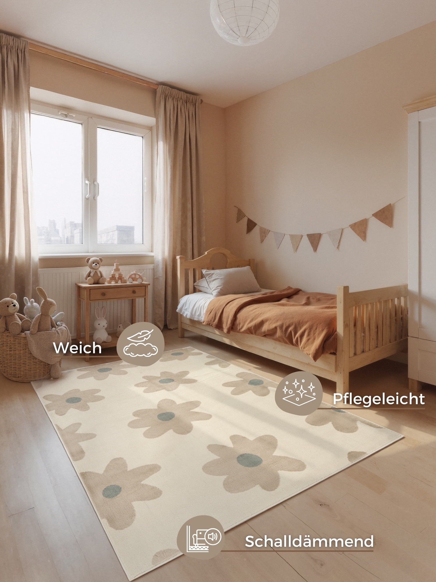 HANSE Home Tapis pour enfants »Bloomy« Rectangulaire 10 mm Höhe Pflegeleicht, Weich, Kinderzimmer, Spielteppich, Spielunterlage