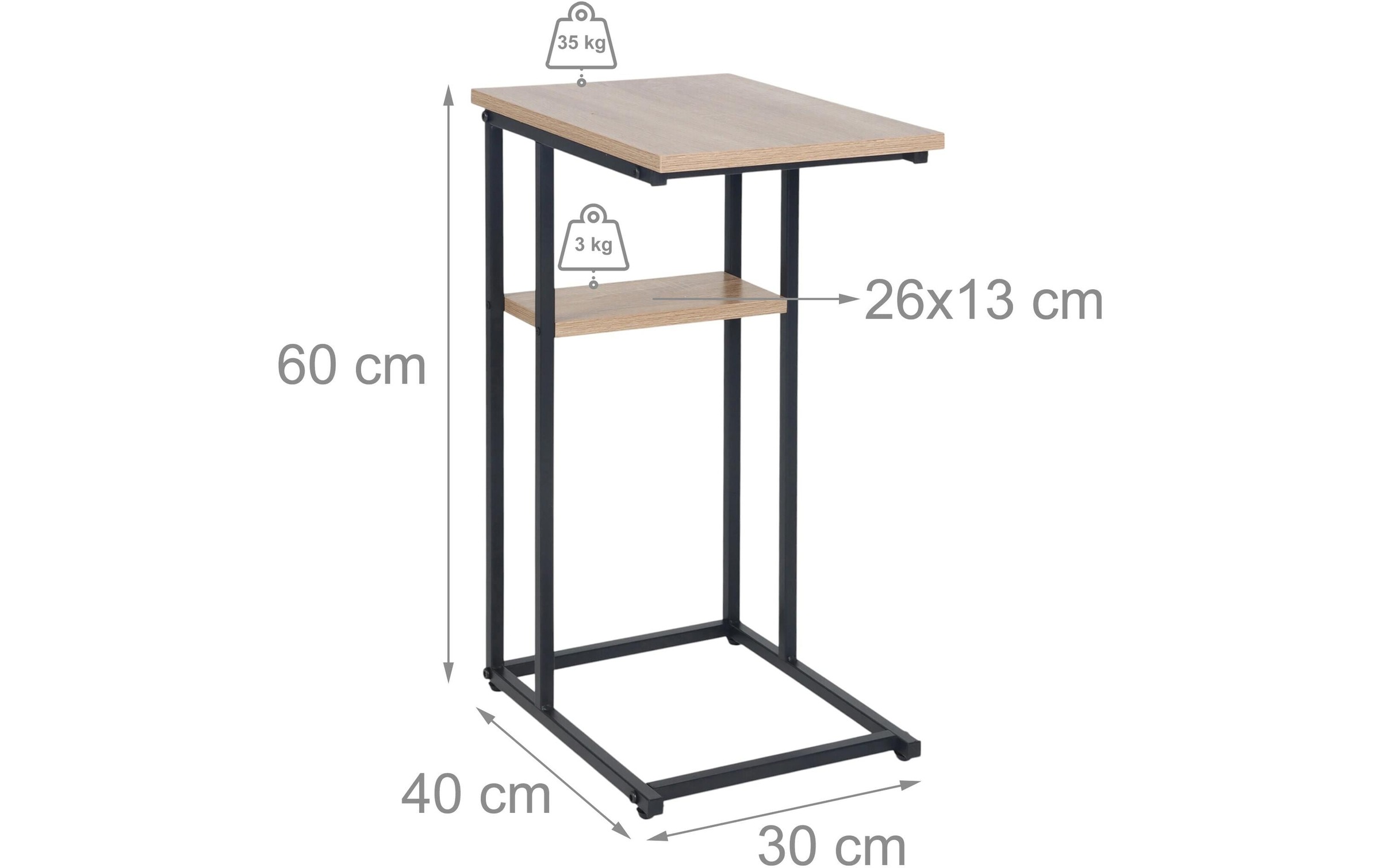 relaxdays Table d'appoint »in C-Form 60 x 40 cm«
