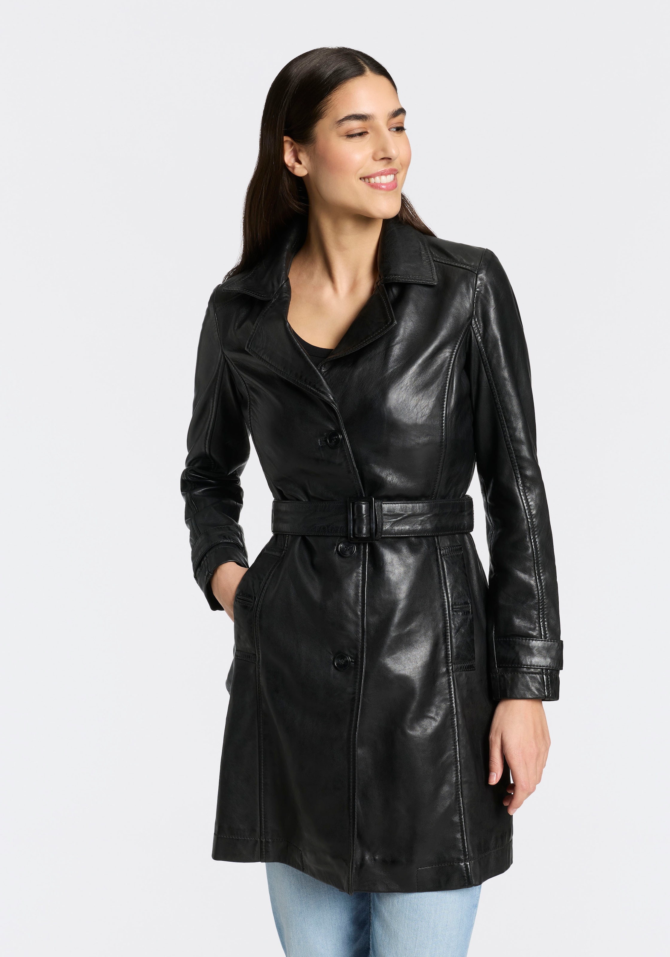 Mauritius Trench-coat »MWLeoniz« aus Echtleder, mit Taillengürtel