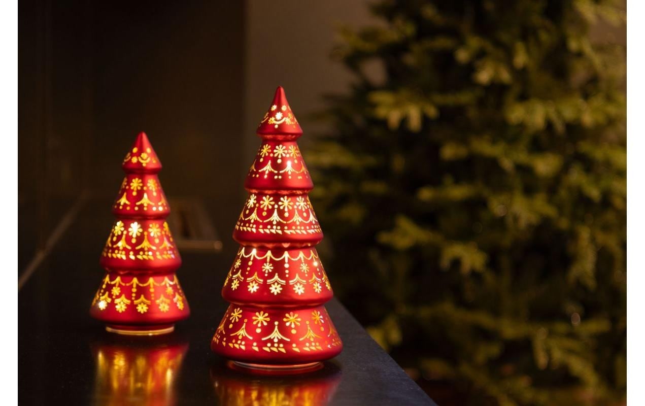 STT Lumière décorative LED »Tree Glas, Rot, 2-teilig« Module LED blanc chaud