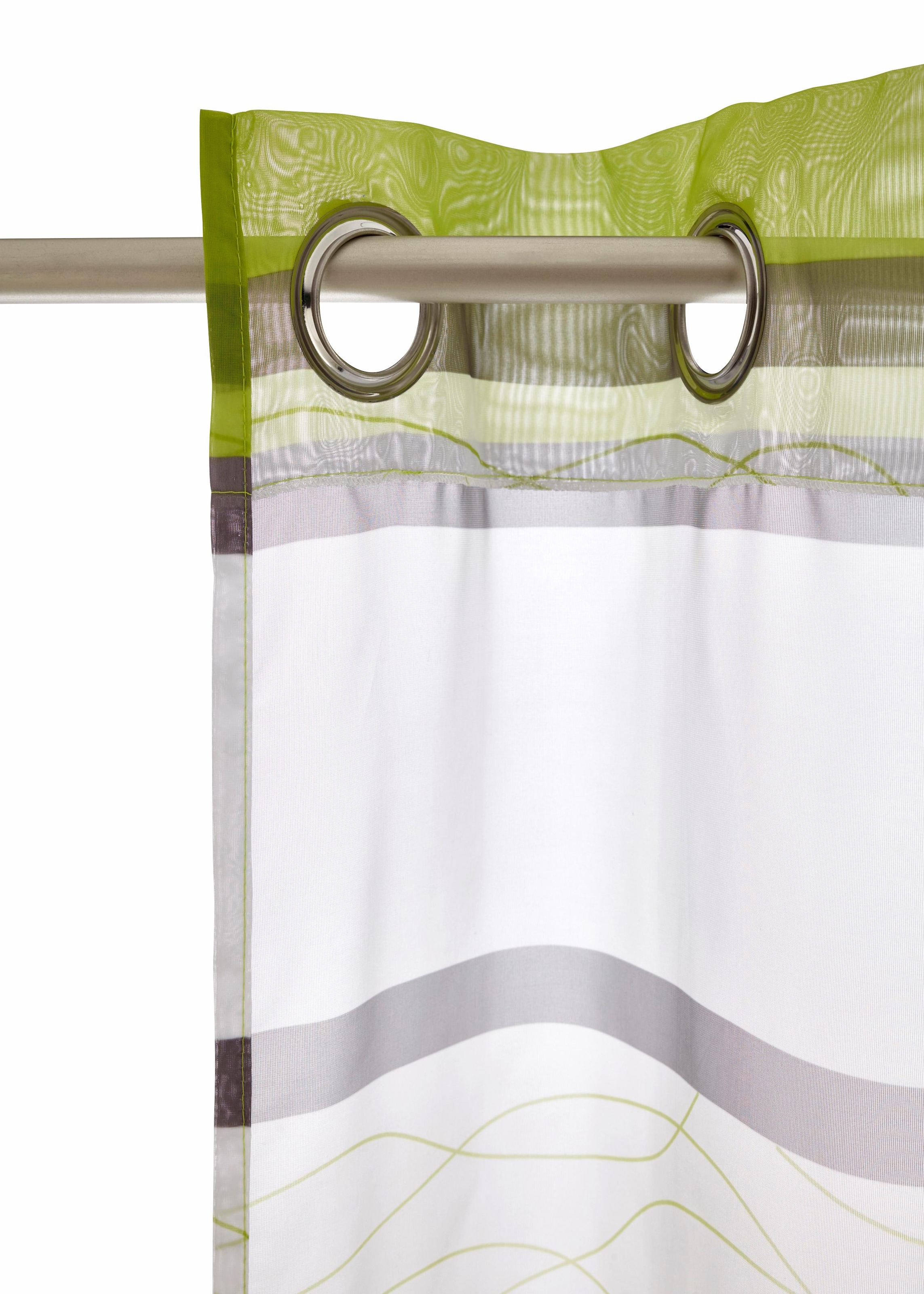 my home Rideau »Jay« Œillet 2 cuis tlg. Vorhang, 2-er Set, Fertiggardine, transparent, Querstreifen