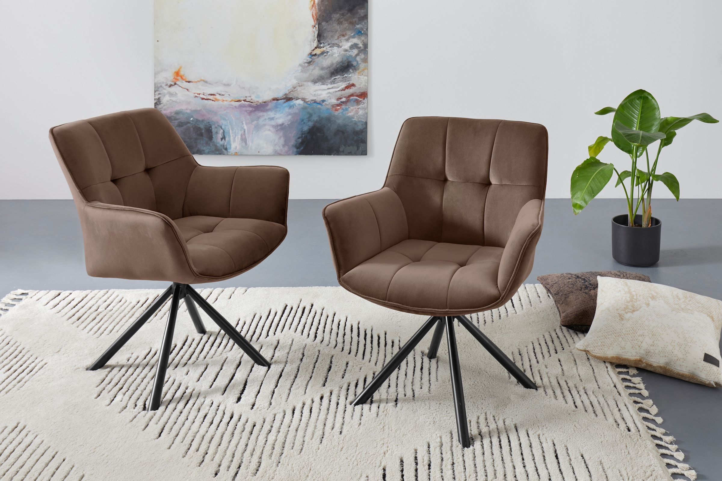 GOODproduct Drehstuhl »Lika« () 2er Set, 360 Grad Drehfunktion, Samtpolsterung