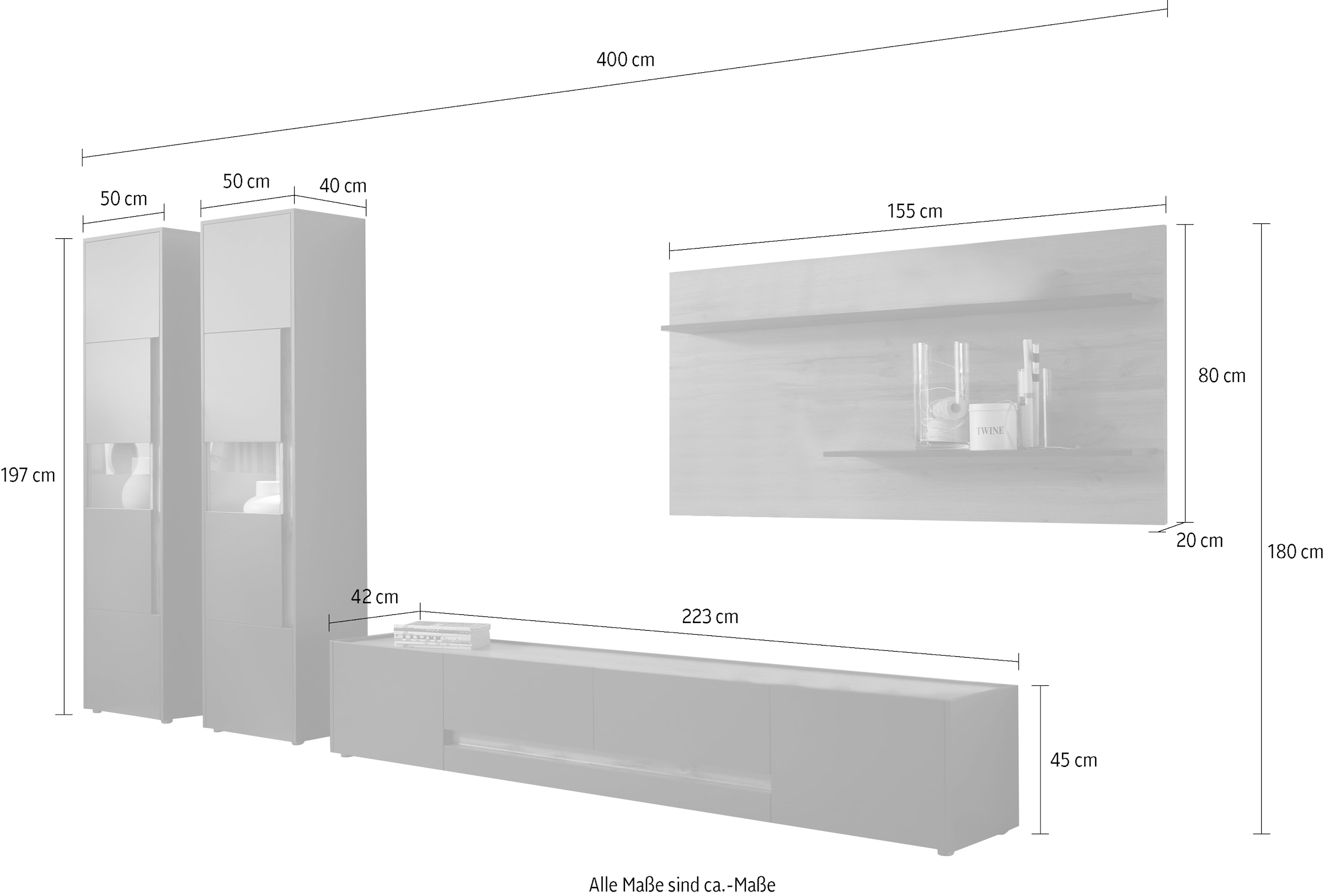 INOSIGN Meuble mural »City/Giron, moderne Anbauwand, Komplettset in vielen Farben verfügbar« Set, 4 cuis tlg.