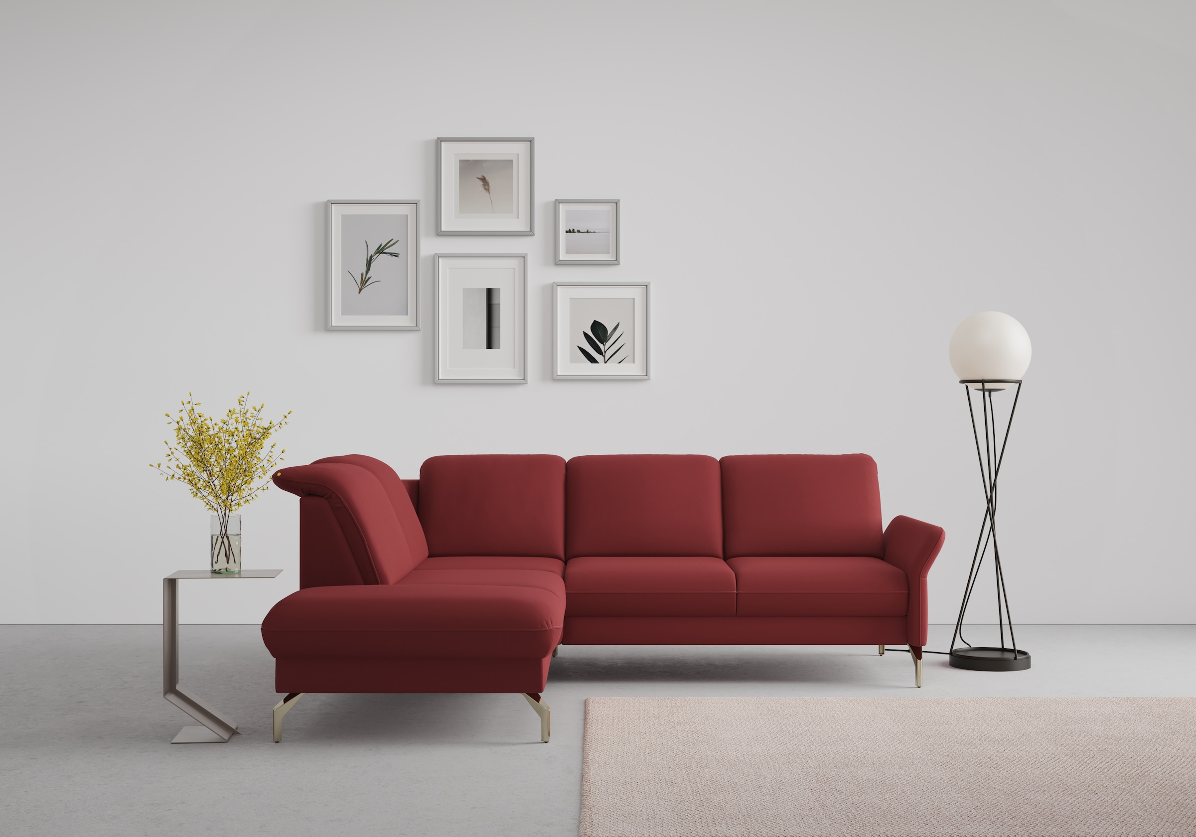 sit&more Ecksofa »Fashion L-Form« wahlweise mit Kopfteilverstellung, Vorziehsitz, motorisch, Nickelfüsse