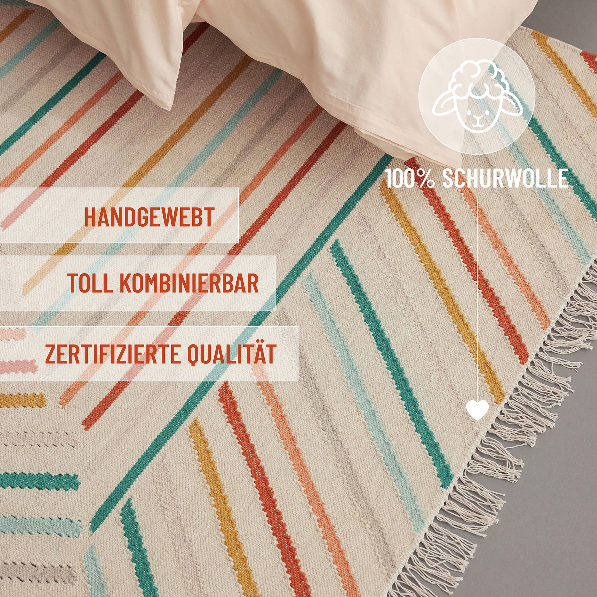 Wecon home Tapis »Modern Pop« Rectangulaire 5 mm Höhe handgewebt, robust, strapazierfähig, skandinavisch, Naturfaser