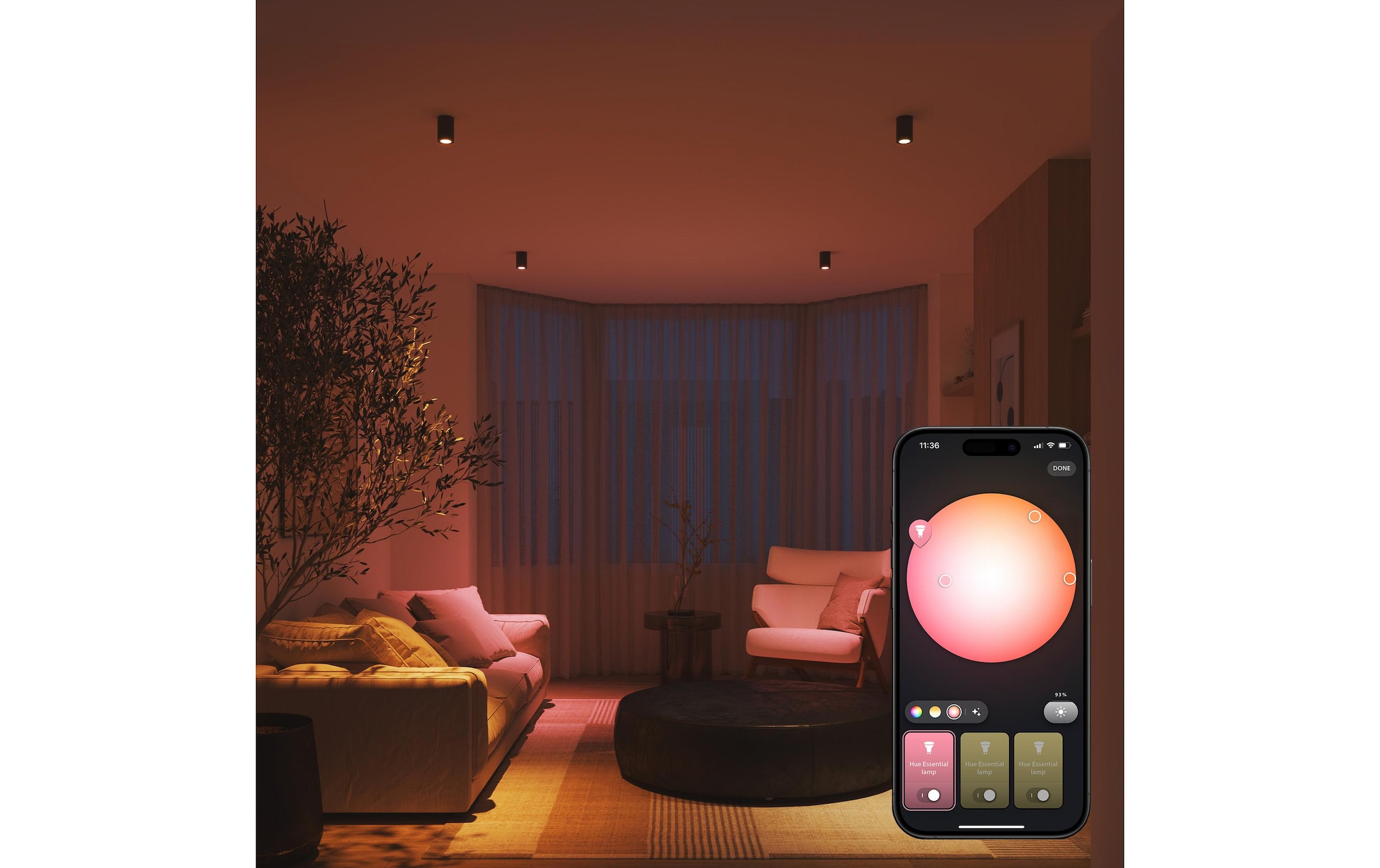 Philips Hue Kit de démarrage smart home »Essential Starter Kit Hue Bridge + 3 x GU10 RGB + Dimmer«