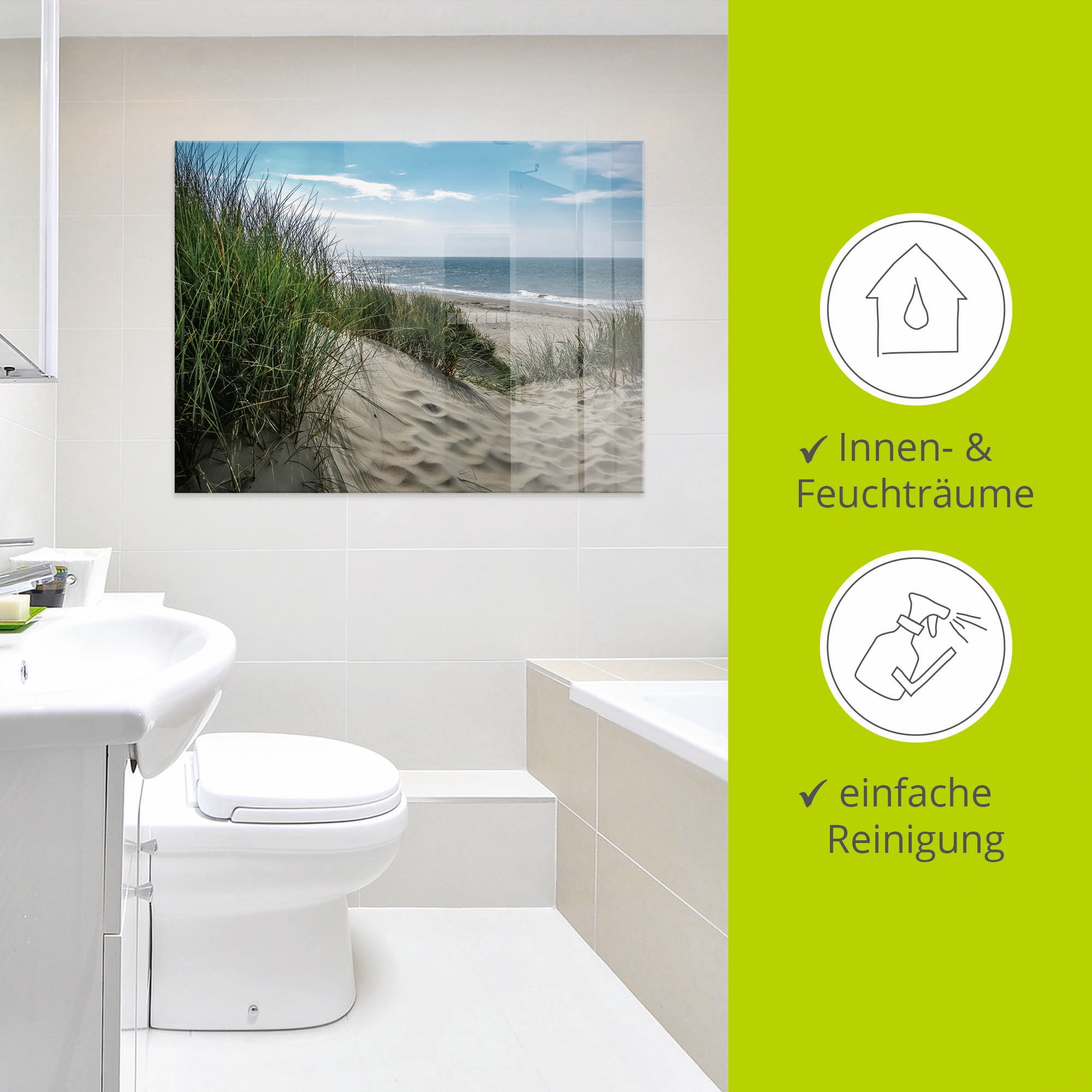 Artland Glasbild »Dünenlandschaft im Sommer an der Nordsee« Strand 1 Stk. tlg. in verschiedenen Grössen