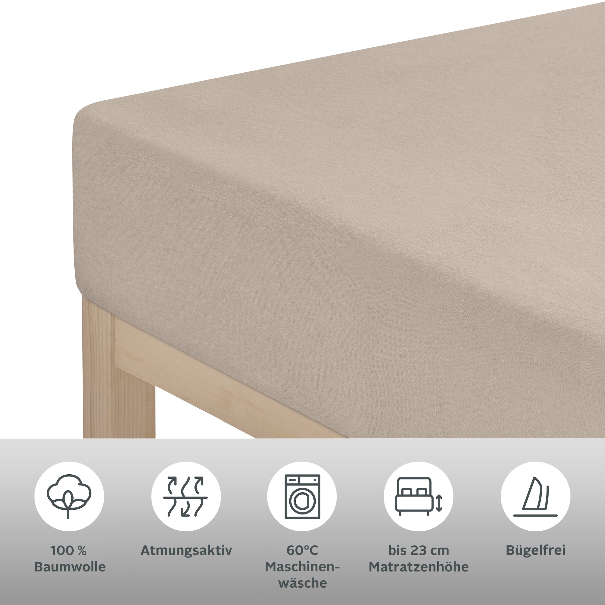 LeGer Home by Lena Gercke Draps de lit »ANISA Jersey aus 100% Baumwolle, 150 g/m²« Drap housse premium pour matelas jusqu'à 23 cm de hauteur, ajustement parfait