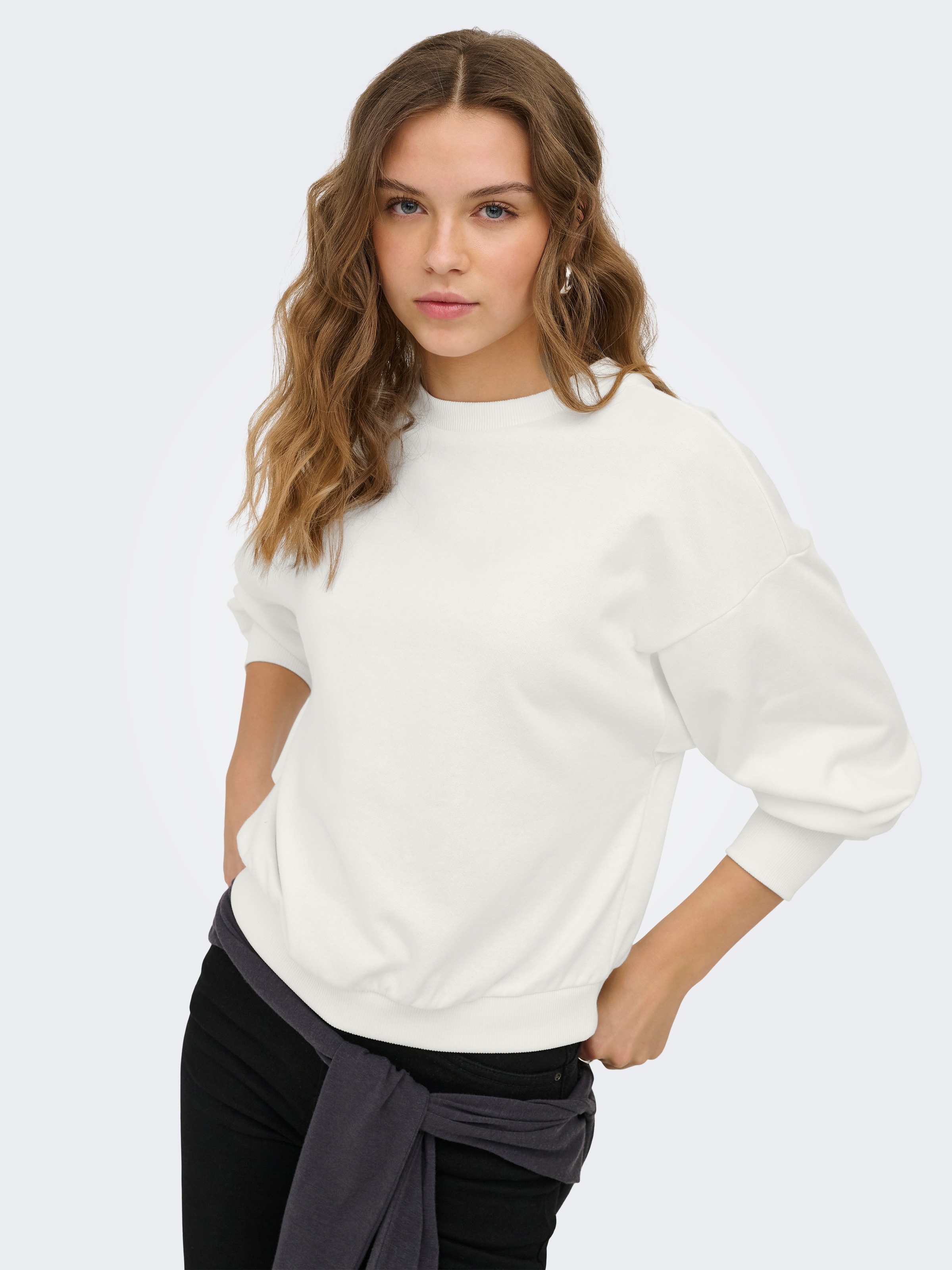 ONLY Sweat-shirt »ONLBROOKE L/S O-NECK SOLID 2 PACK SWT«, 2 mélange coton, coupe régulière
