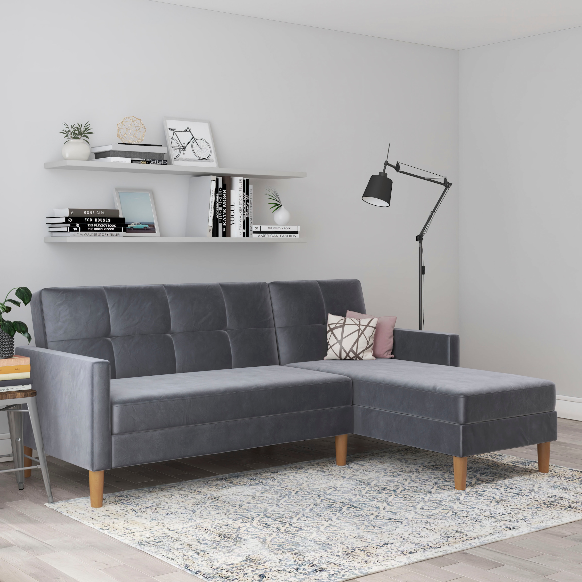 Dorel Home Ecksofa »Lilly, L-Form,« mit Bett-Funktion, Recamiere beidseitig montierbar, Sitzhöhe 43 cm