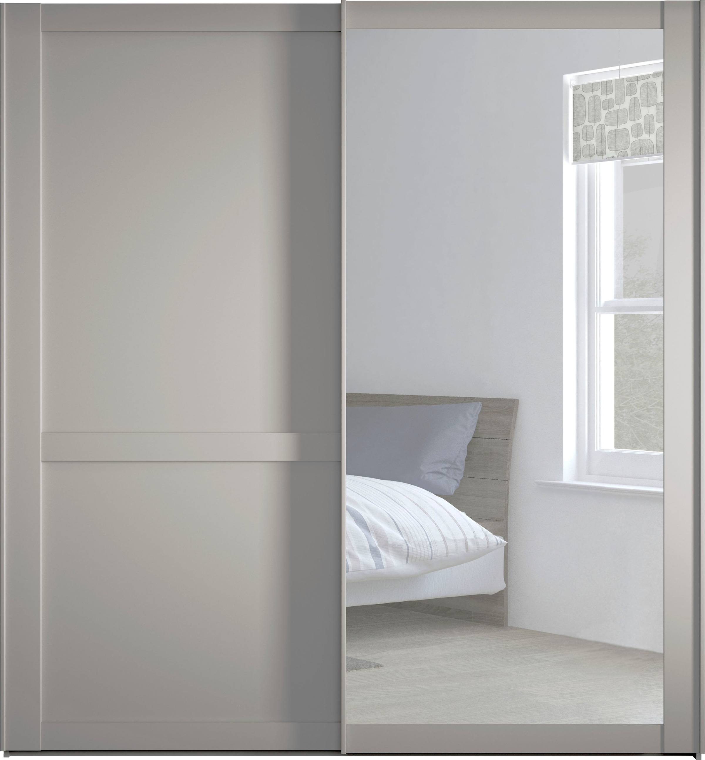 WIEMANN Schwebetürenschrank »Göteborg« Querriegel und Griffleisten im Korpusfarbton, inkl. Spiegel
